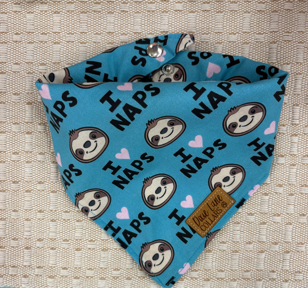 I Love Naps Sloth Dog Bandana
