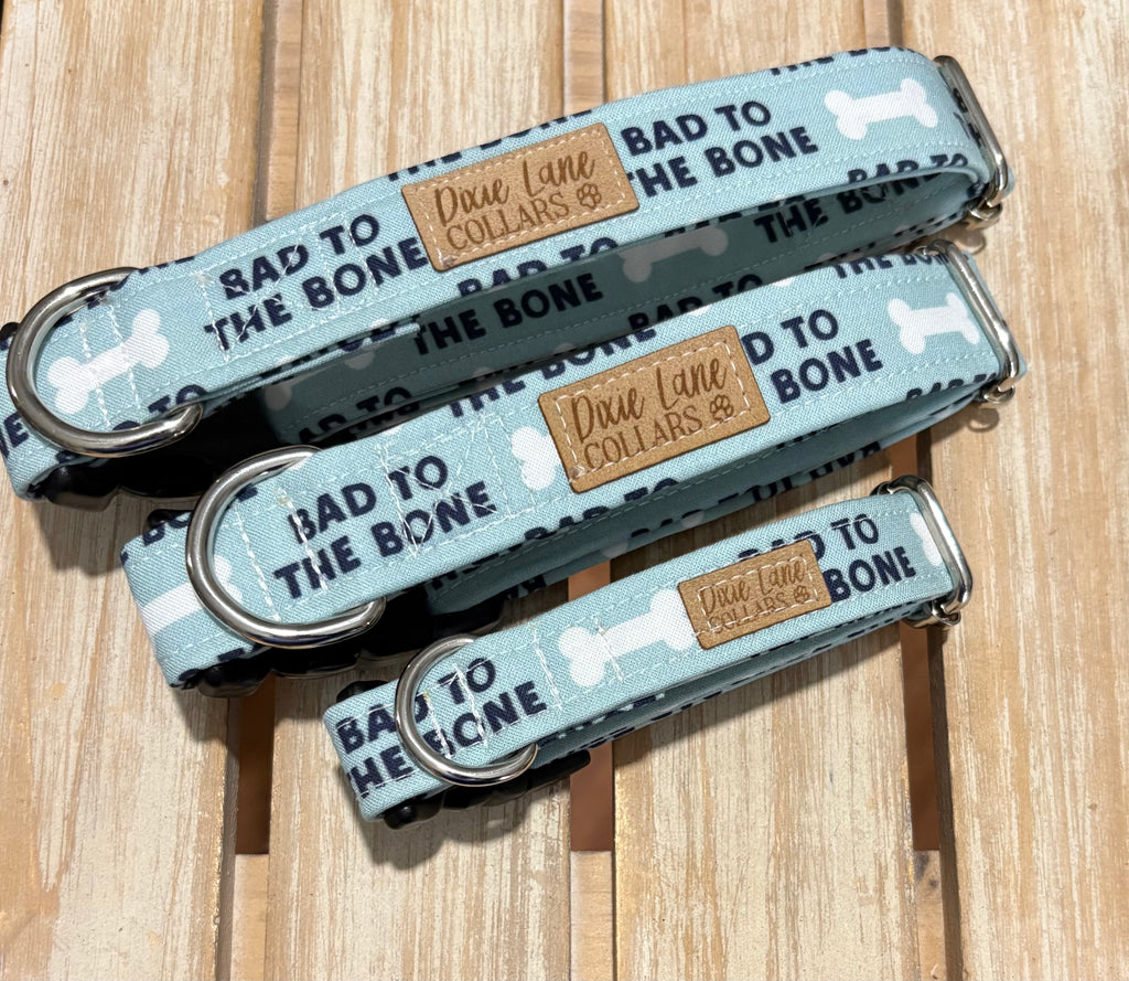 Bad To The Bone Fabric Dog Collar