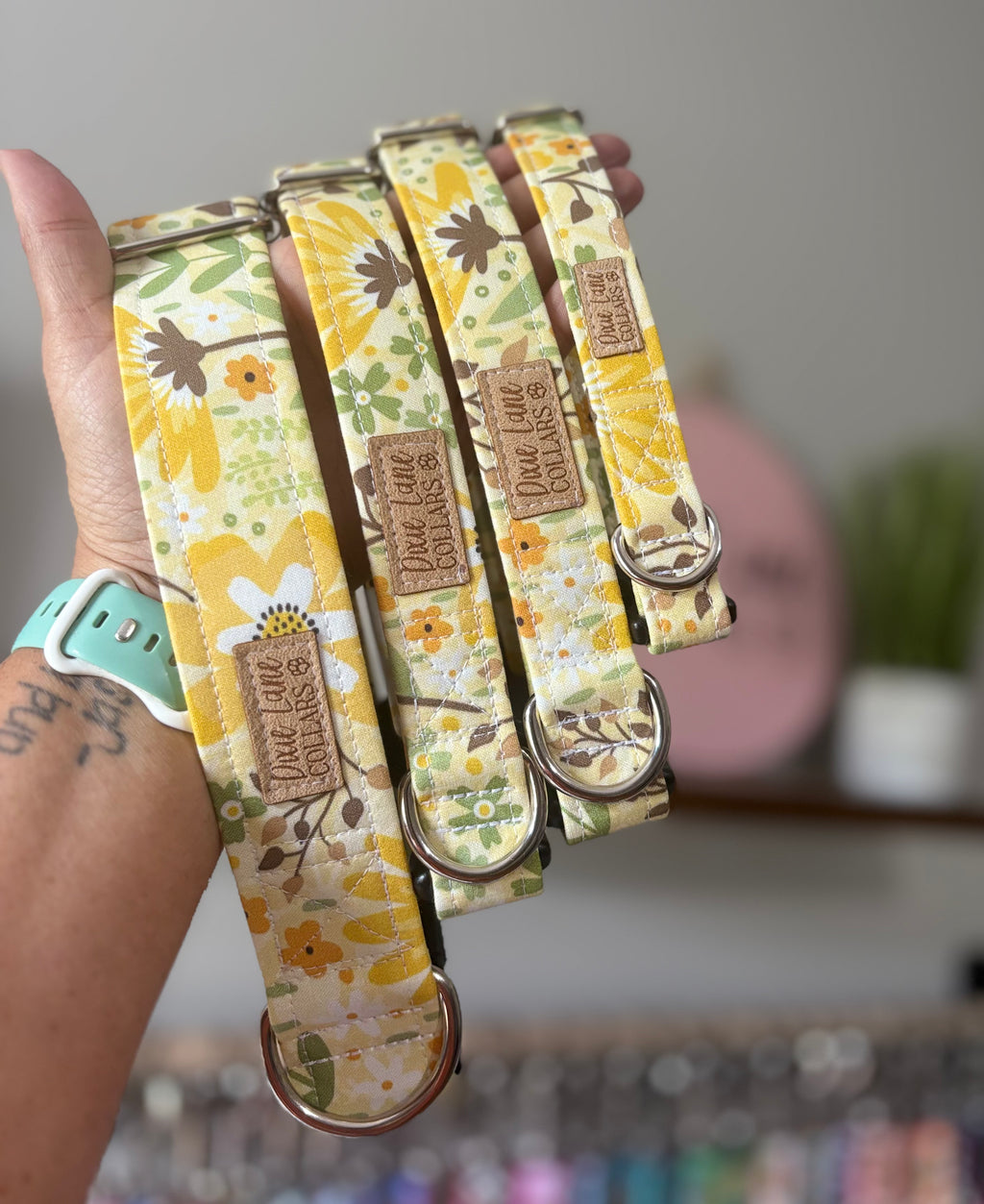 Yellow Fall Wildflowers Dog Collar
