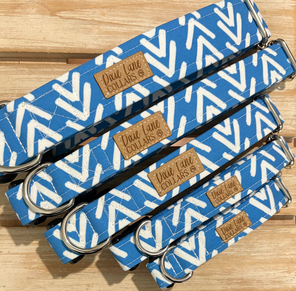 Blue Mudcloth Boho Arrows Dog Collar