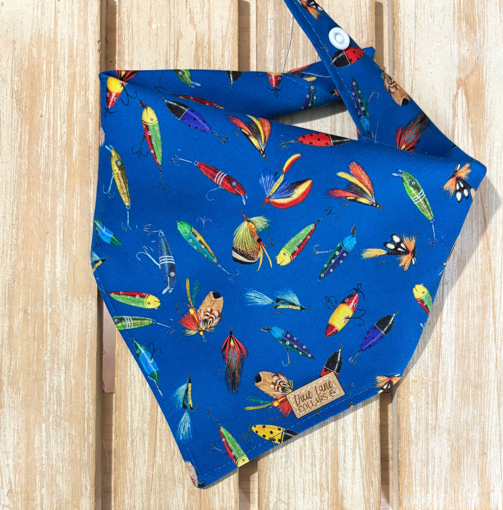 Blue Gone Fishing Dog Bandana