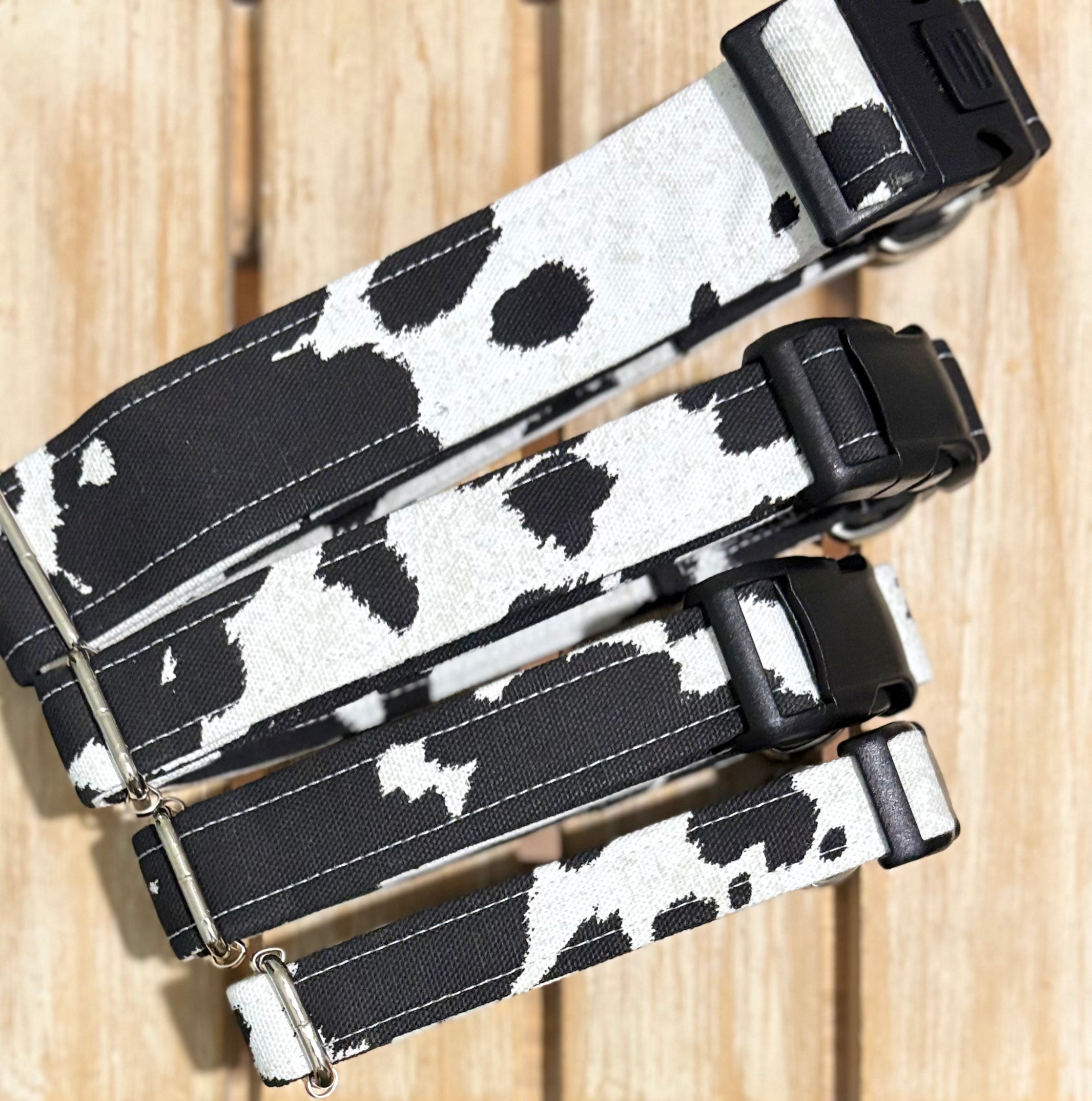 Black and White Cow Print Dog Collar