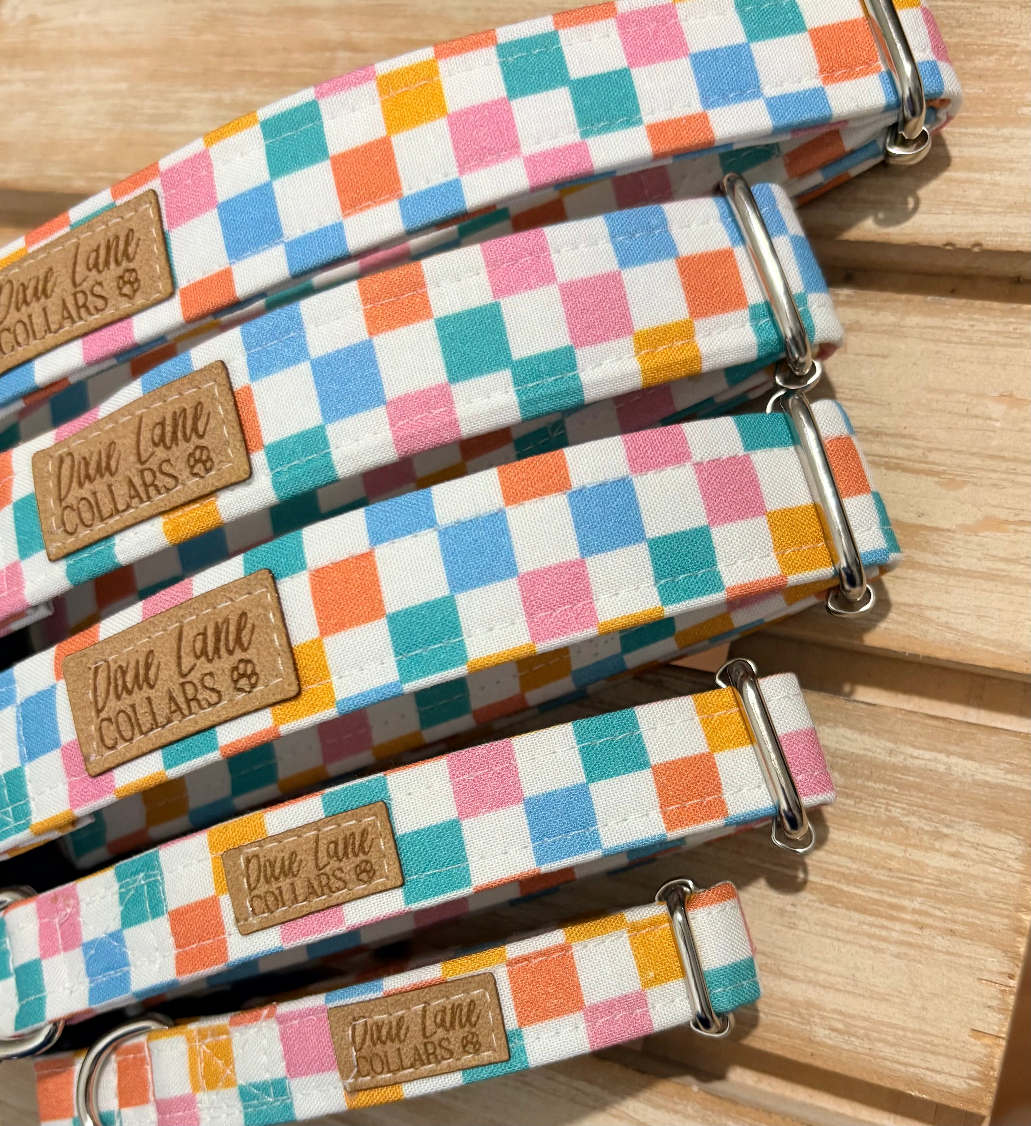 Pastel Checkered Dog Collar