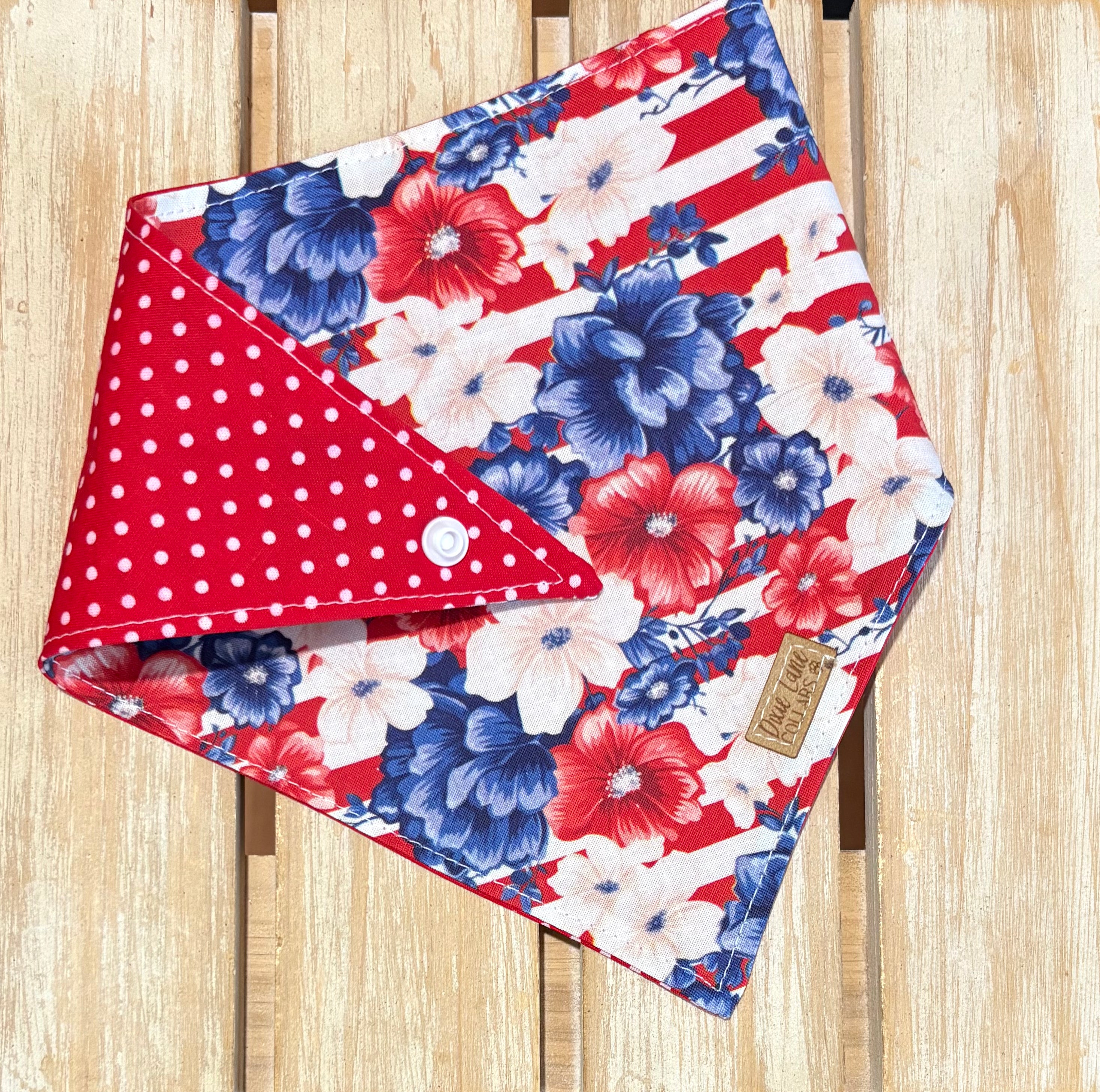 Patriotic Floral Reversible Dog Bandana