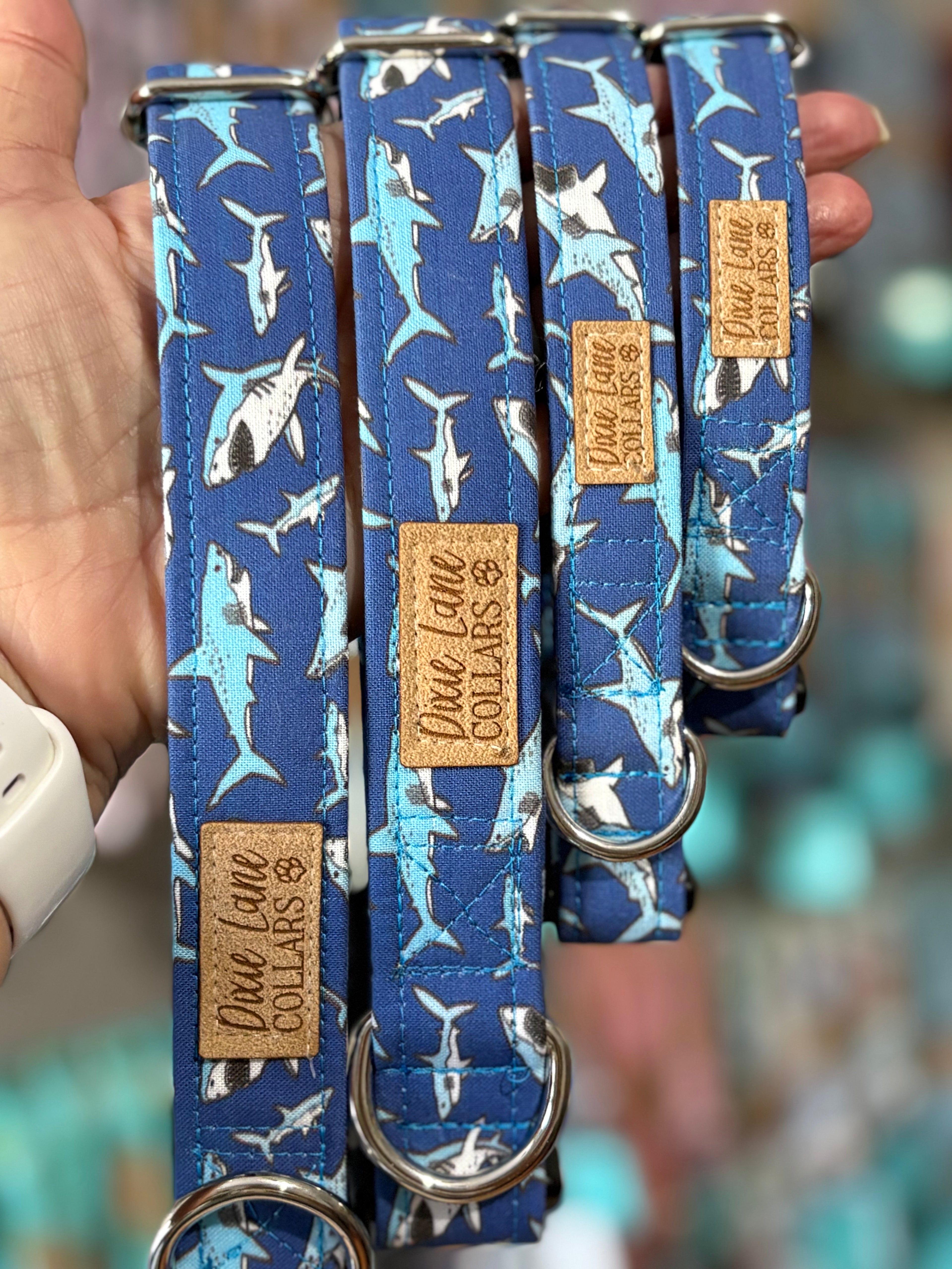 Blue Sharks Dog Collar