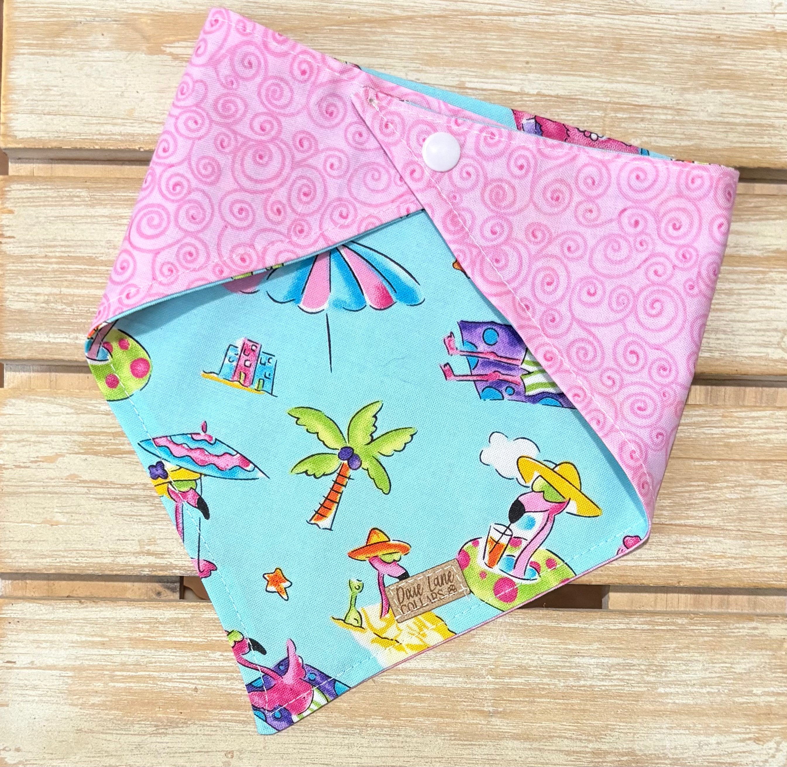 Beach Flamingos Reversible Dog Bandana