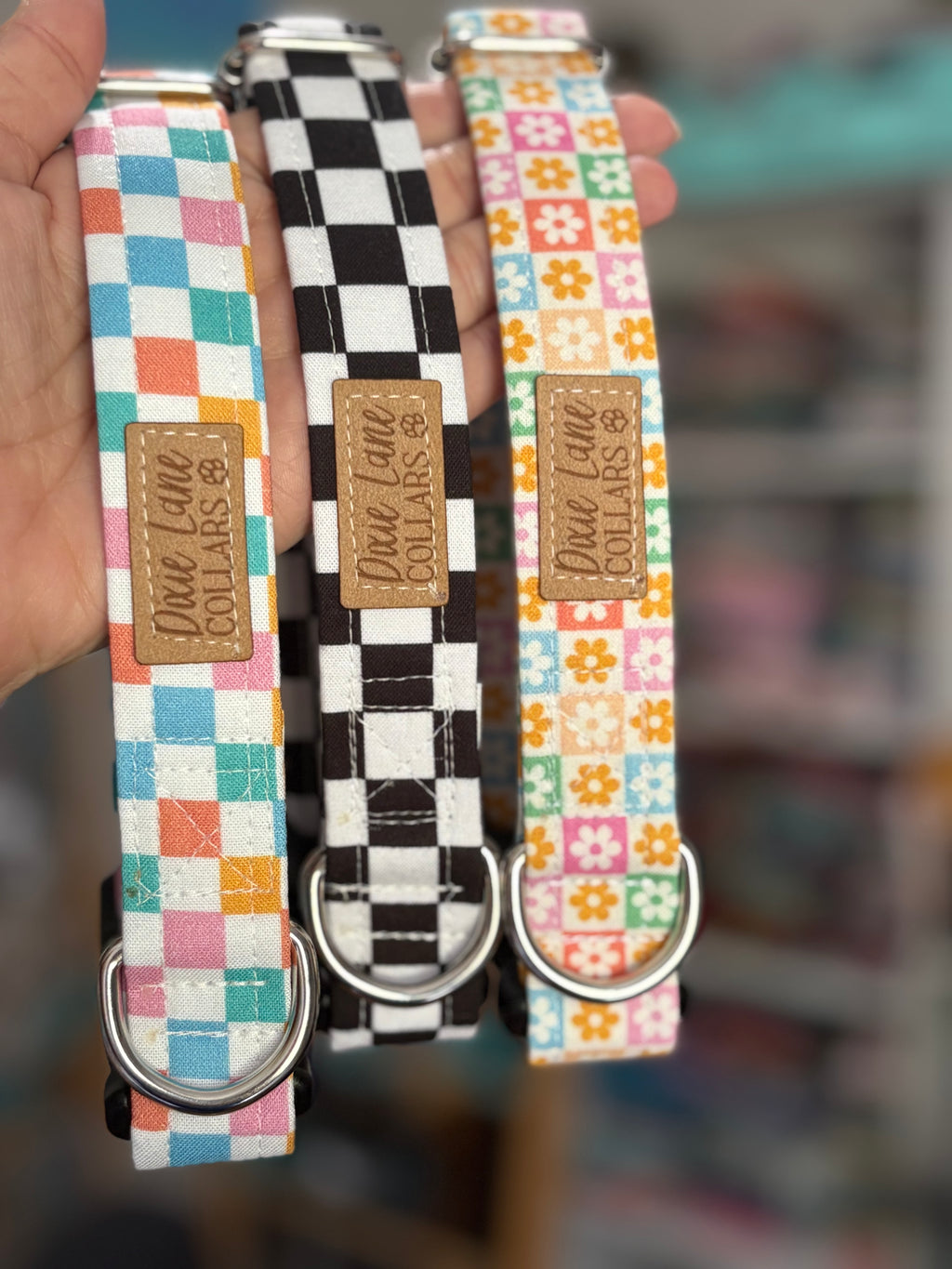 Pastel Checkered Dog Collar