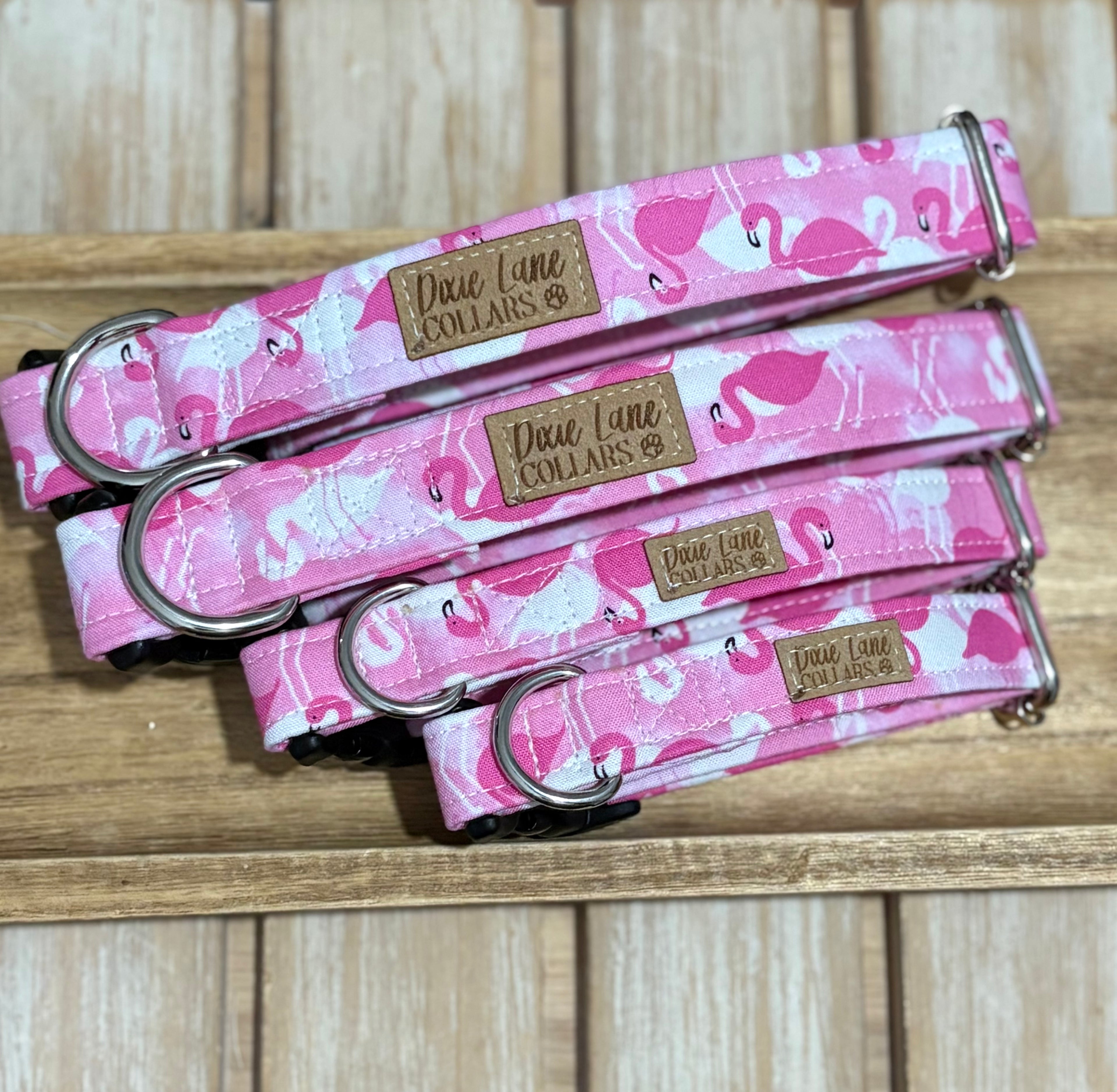Pink Flamingos Dog Collar