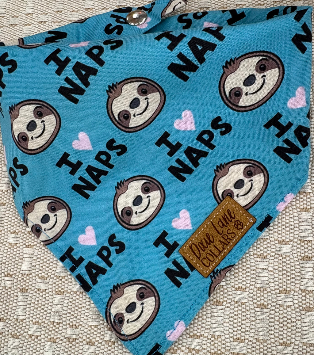 I Love Naps Sloth Dog Bandana