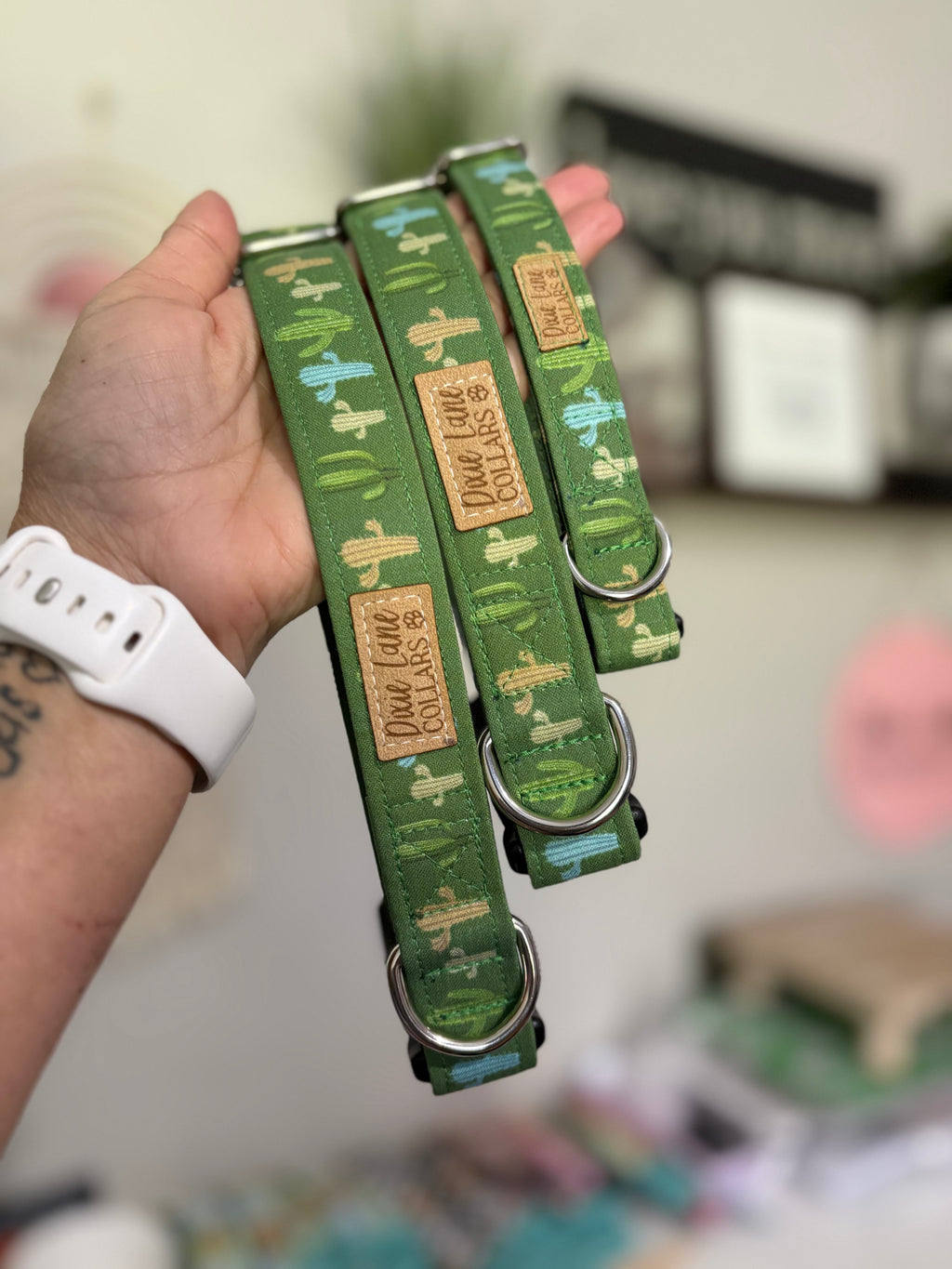 Green Western Cactus Dog Collar