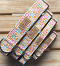 Pastel Retro Floral Checkered Dog Collar