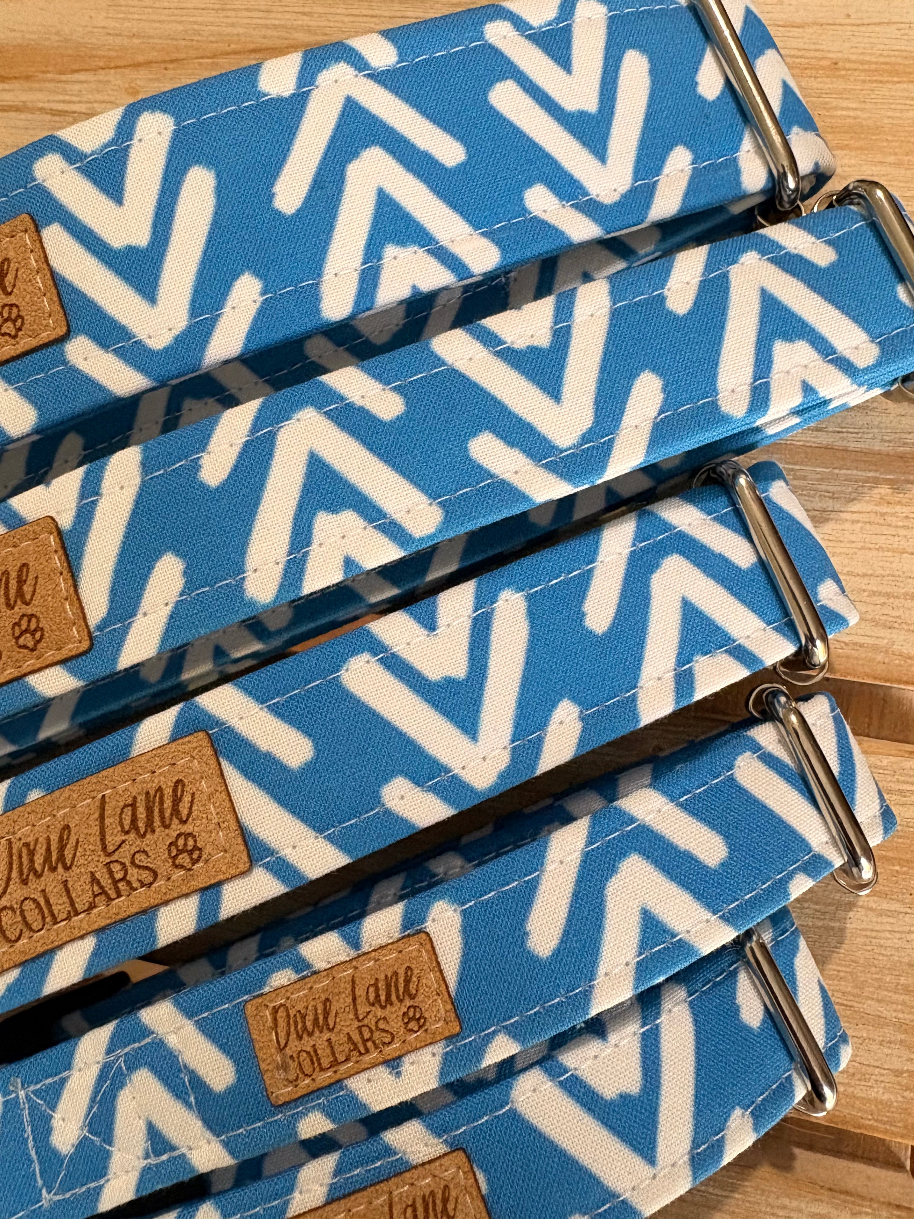 Blue Mudcloth Boho Arrows Dog Collar