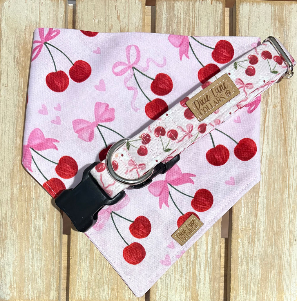 Pink Cherry Bows Dog Bandana