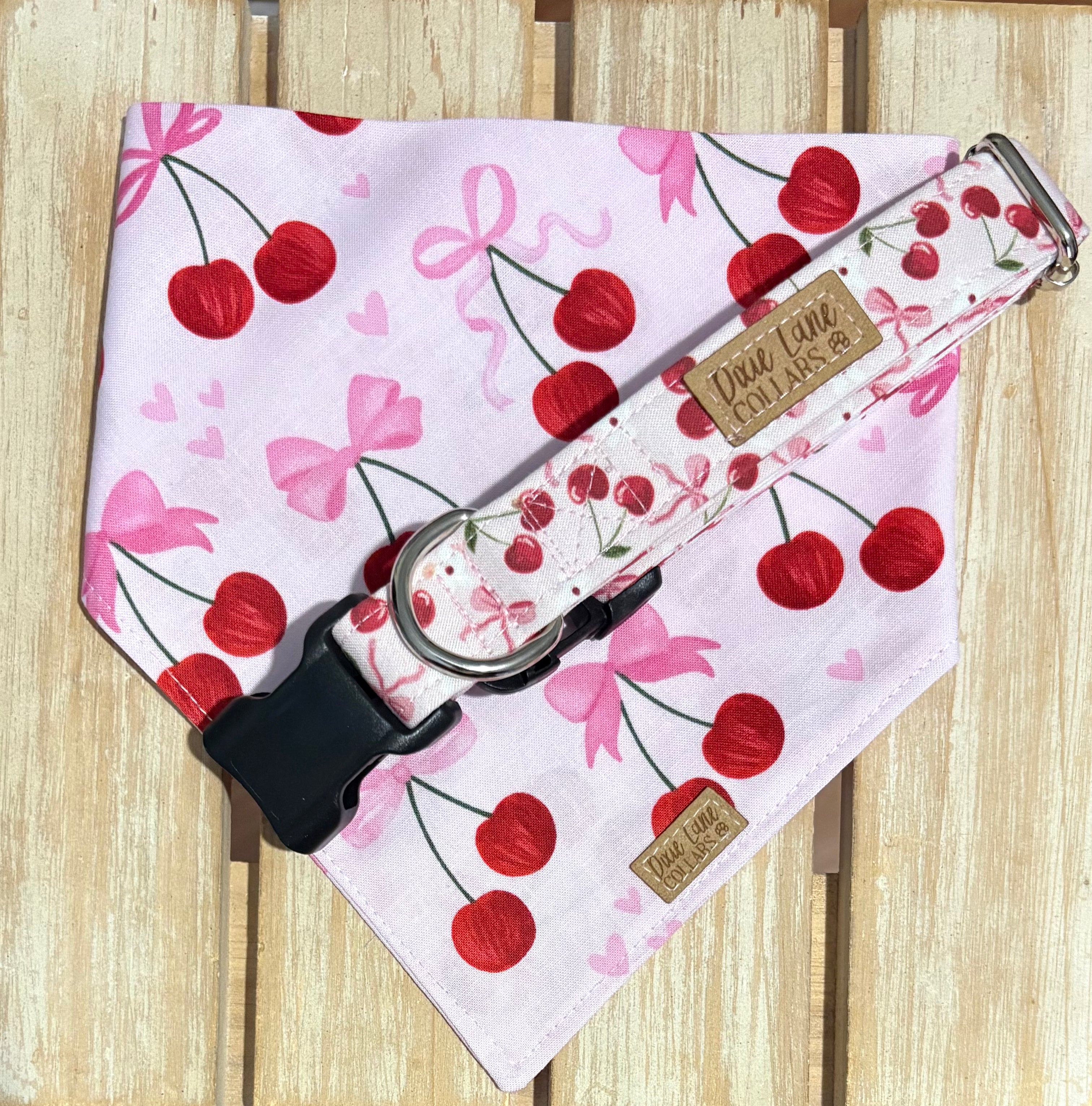 Pink Cherry Bows Dog Bandana