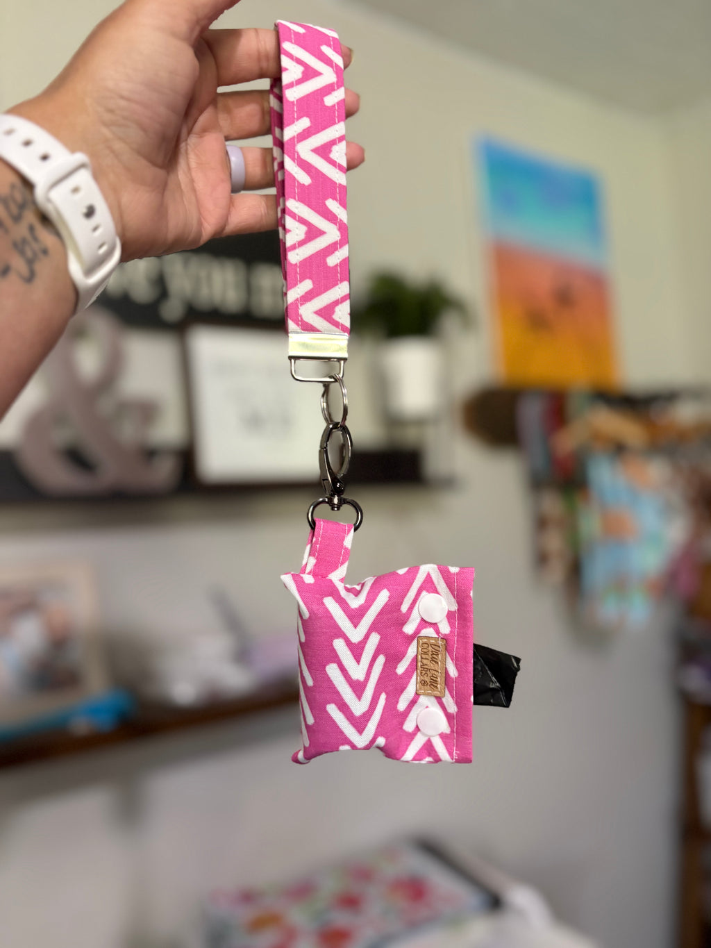 Pink Mudcloth Boho Arrows Dog Collar