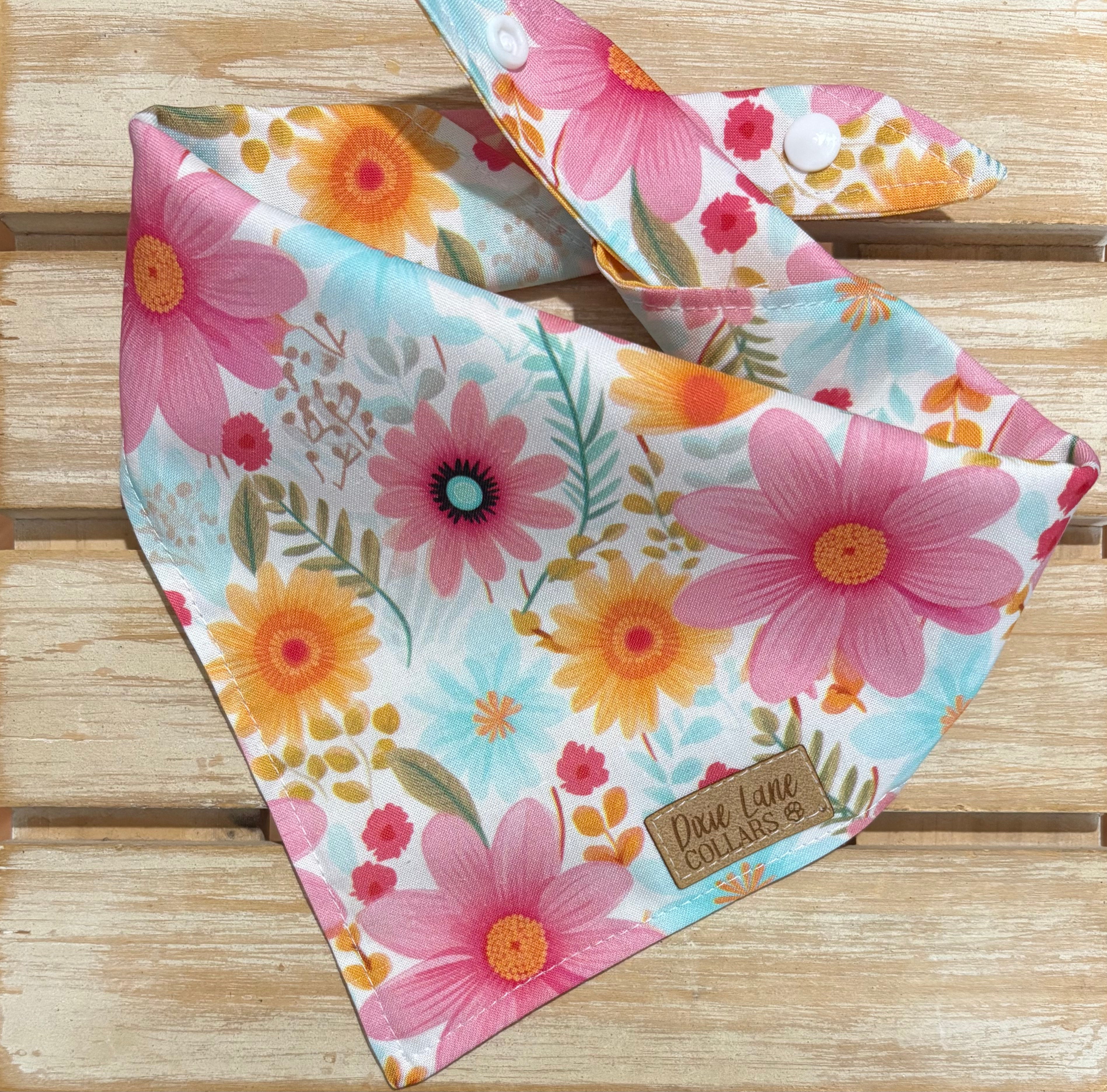 Sunflower and Daisies Reversible Dog Bandana