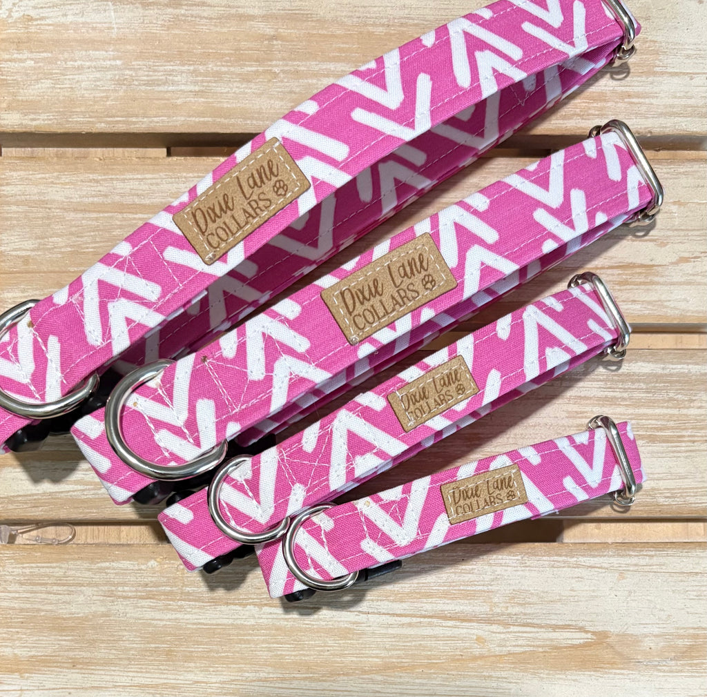 Pink Mudcloth Boho Arrows Dog Collar
