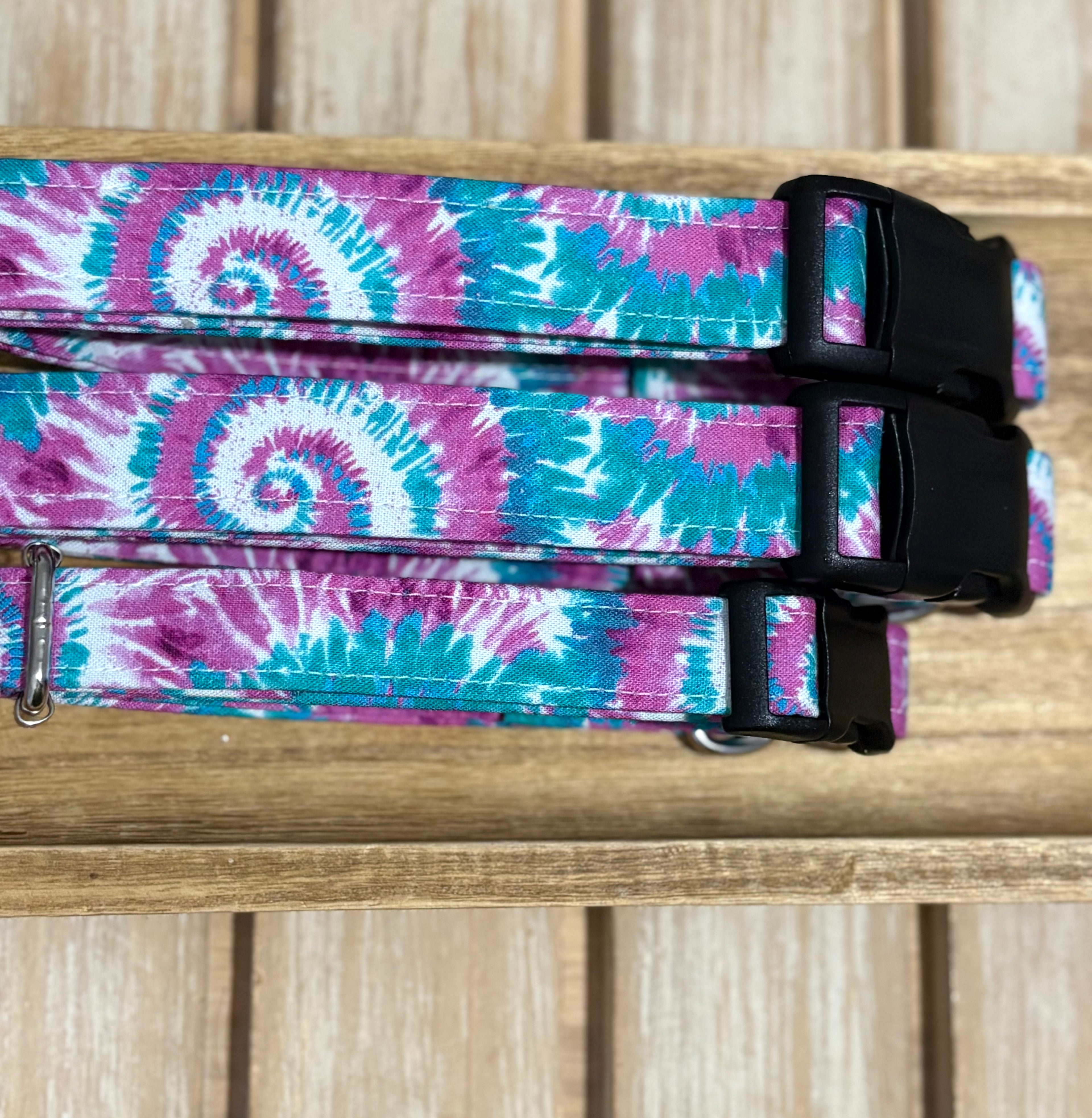 Purple and Teal Tie Dye Dog Collar