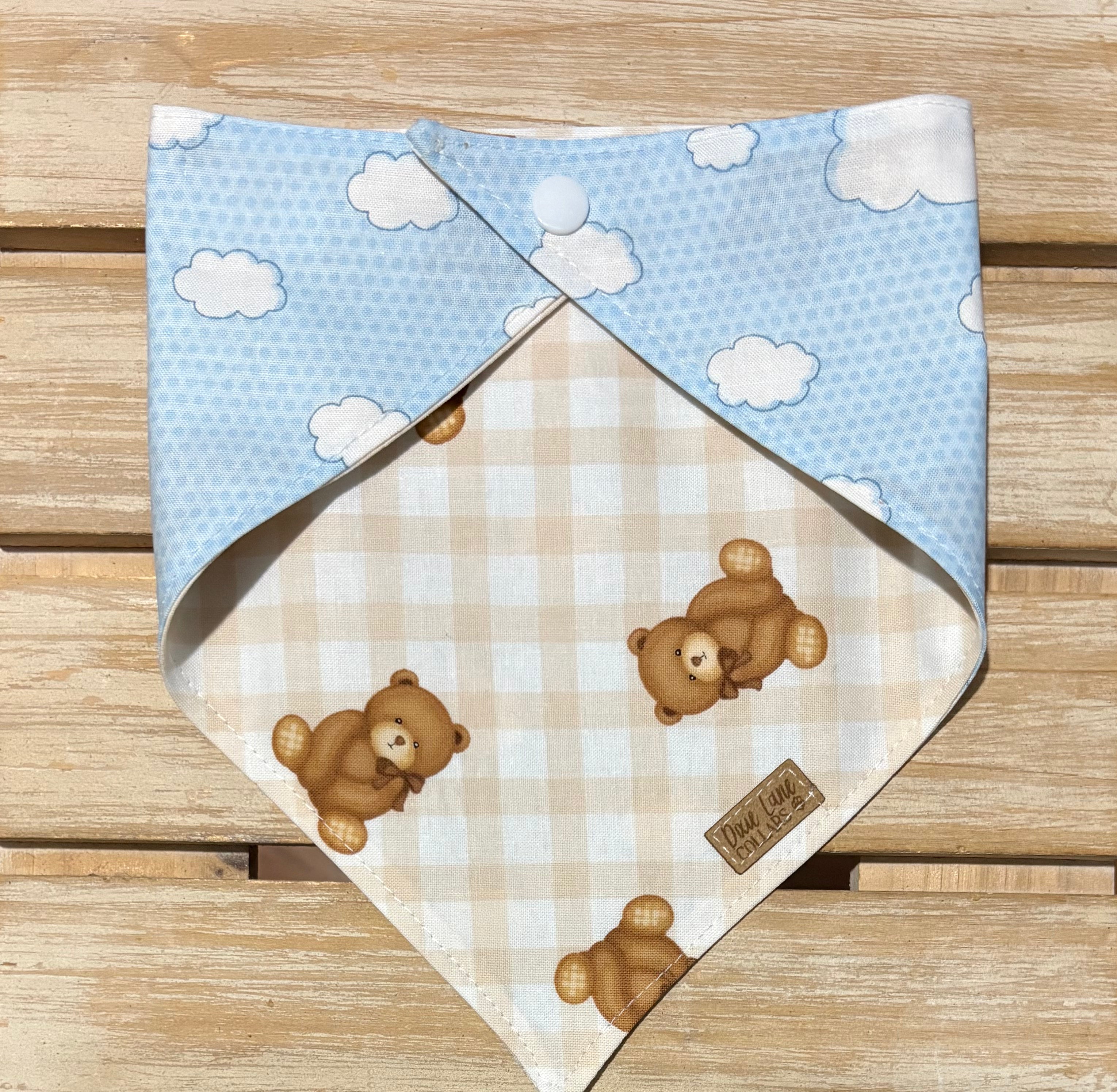 Teddy Bear and Clouds Reversible Dog Bandana