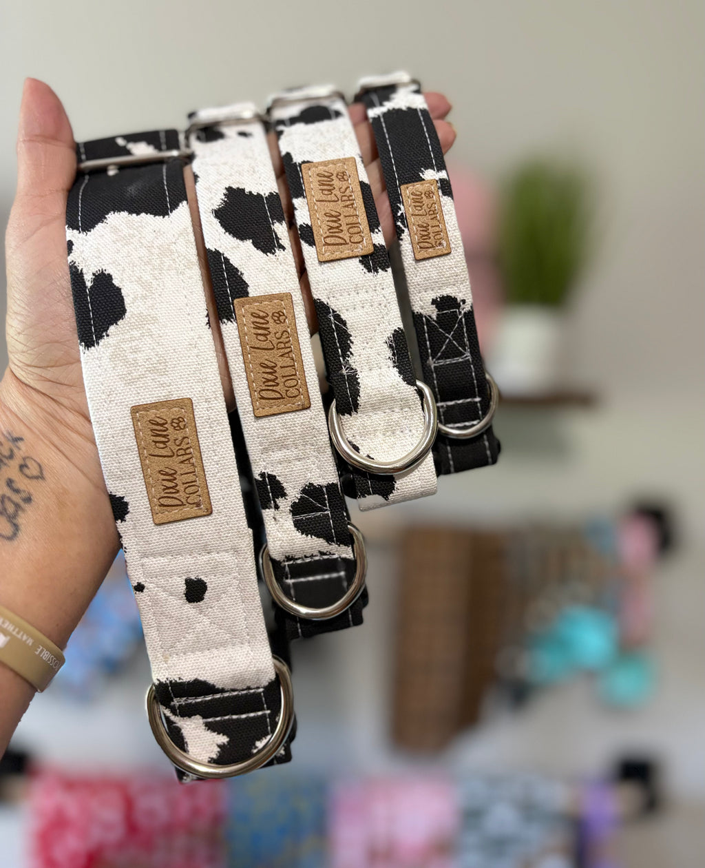 Black and White Cow Print Dog Collar