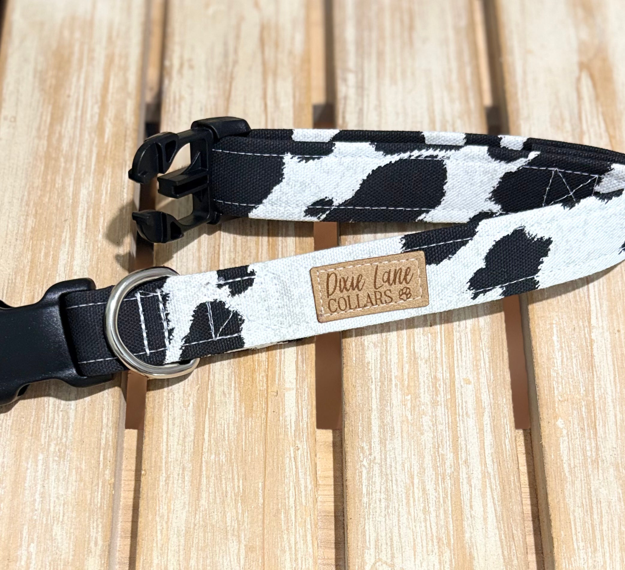 Black and White Cow Print Dog Collar