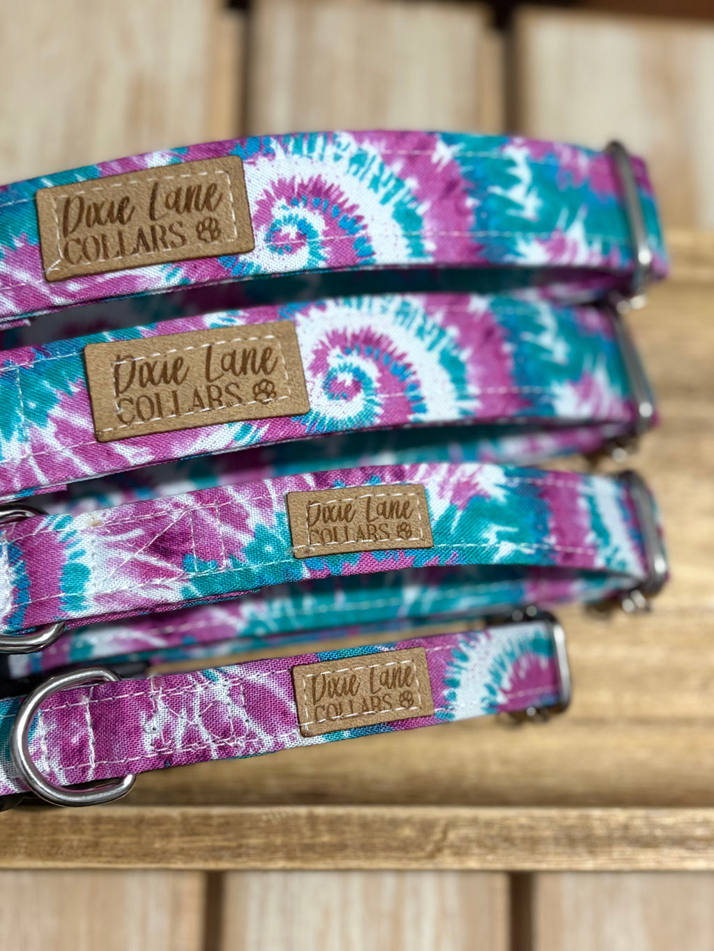 Purple and Teal Tie Dye Dog Collar