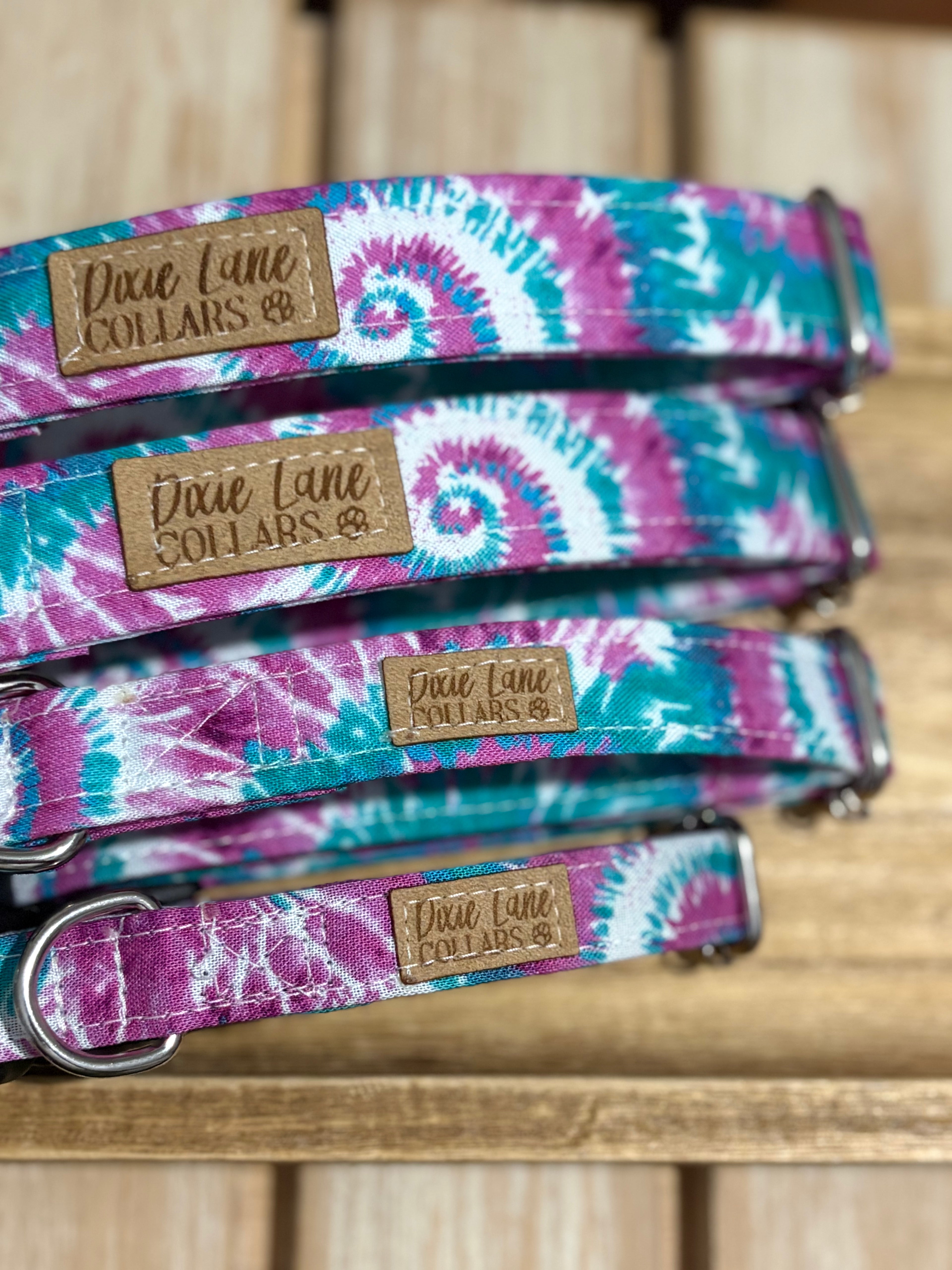 Purple and Teal Tie Dye Dog Collar