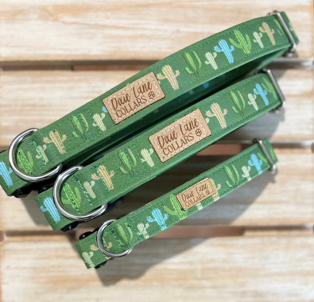 Green Western Cactus Dog Collar