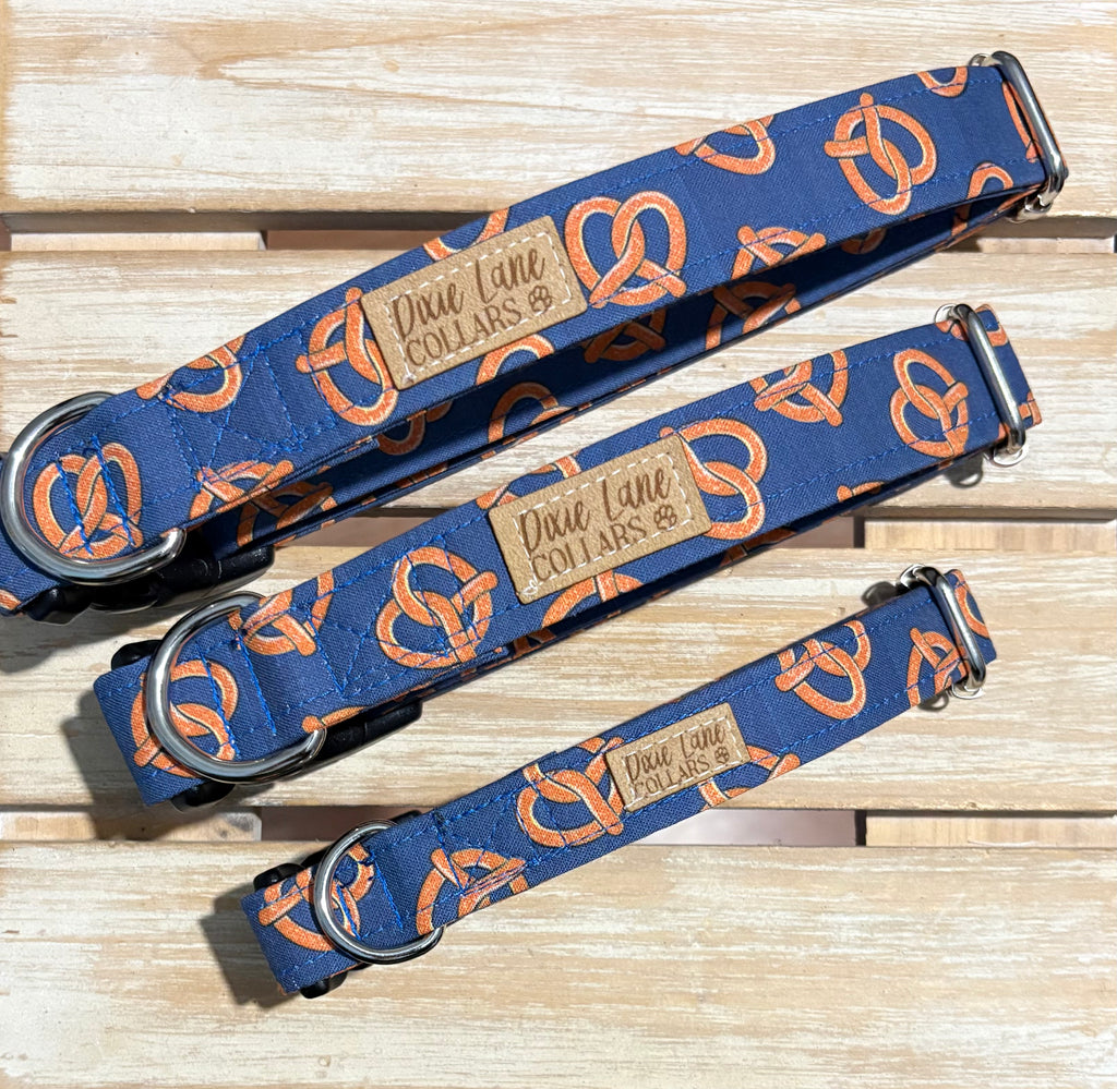 Blue Pretzels Dog Collar