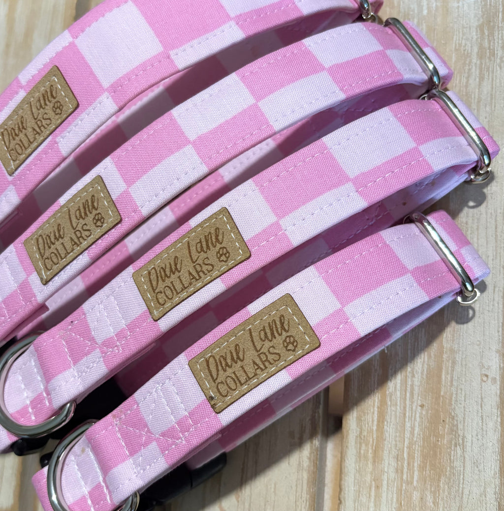 Pink Checkered Dog Collar