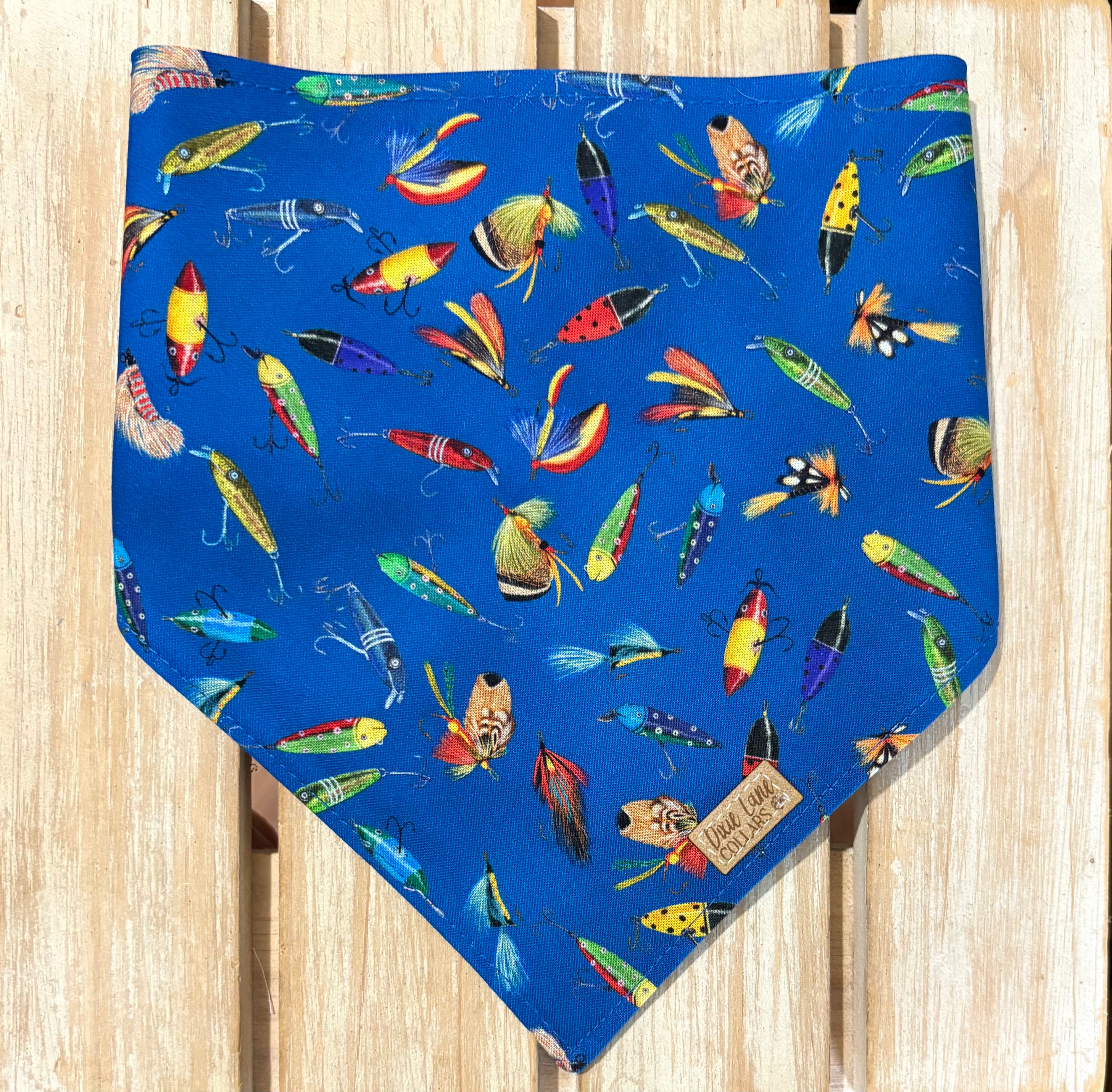Blue Gone Fishing Dog Bandana