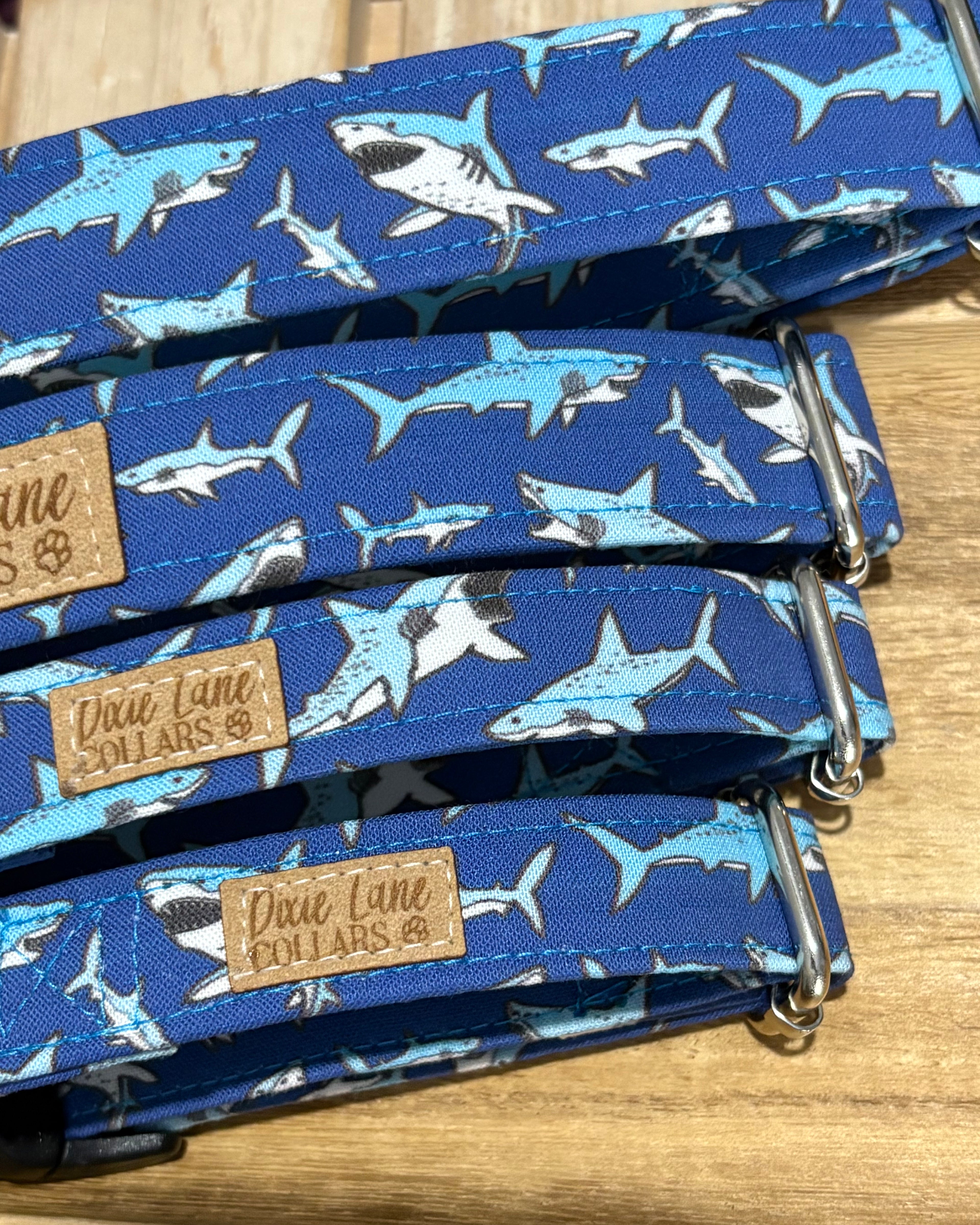 Blue Sharks Dog Collar