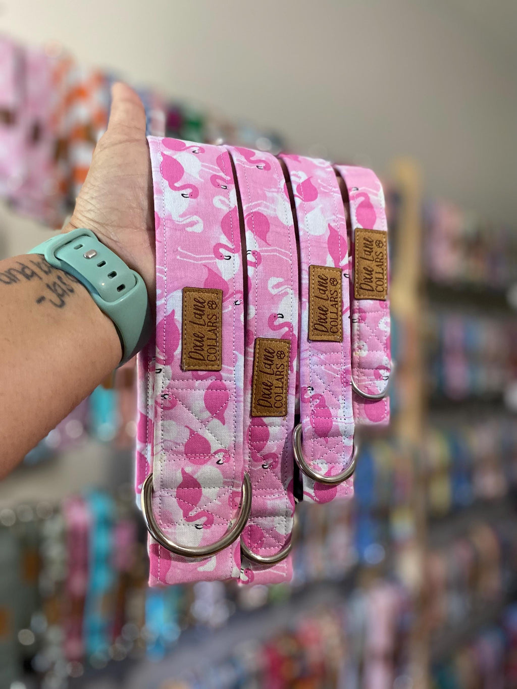 Pink Flamingos Dog Collar