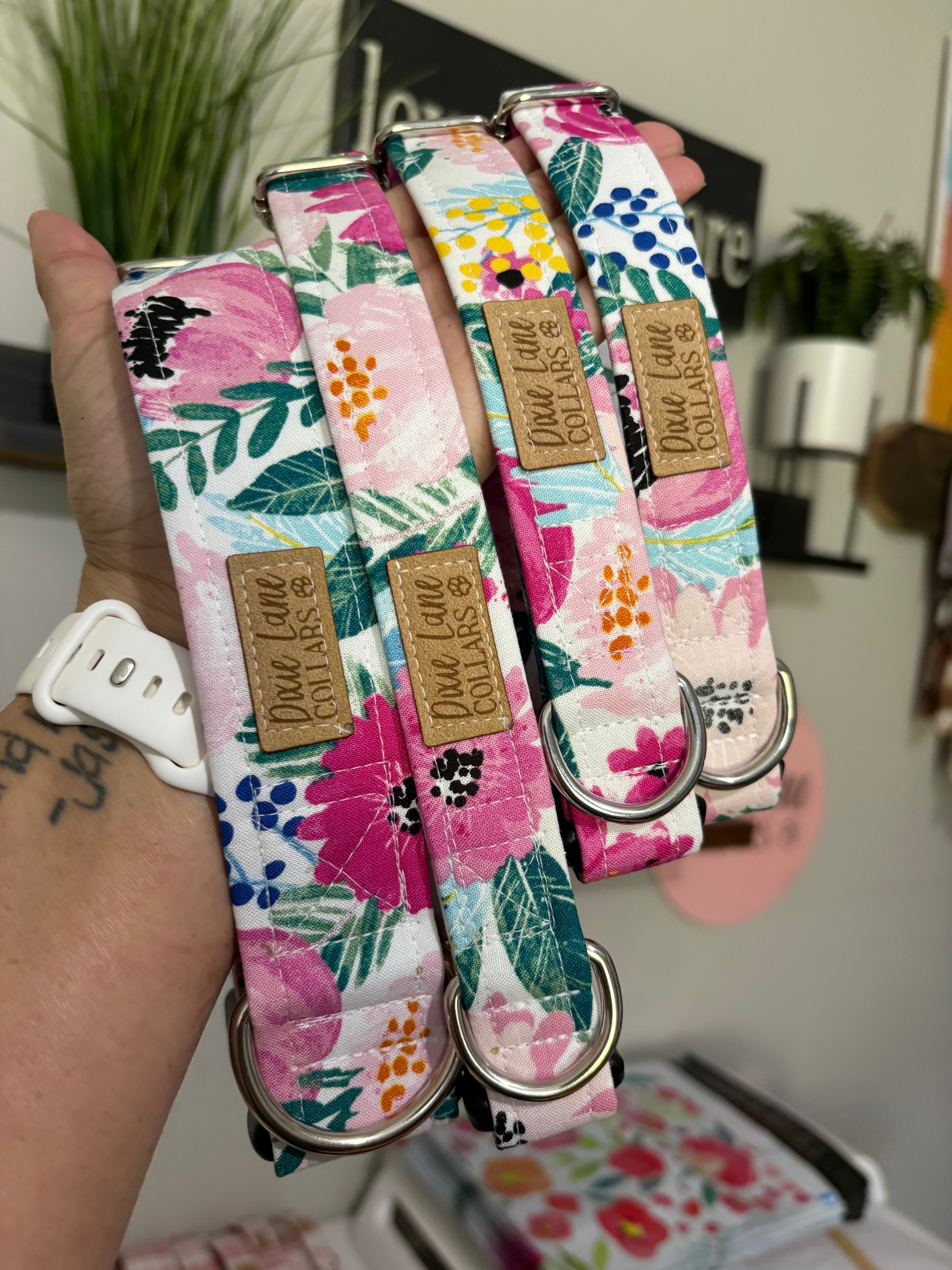 Pink Poppy Floral Dog Collar