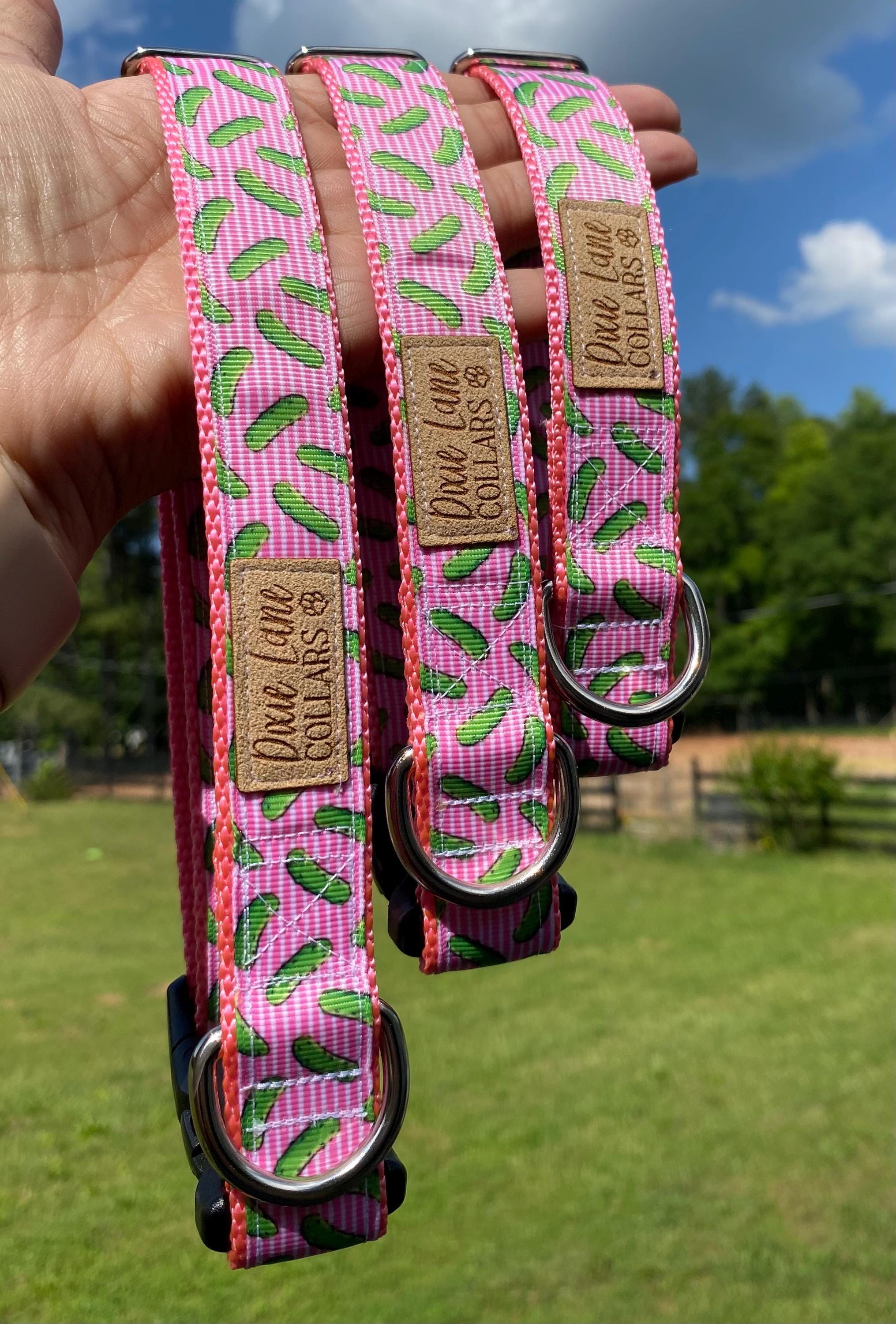 Pink Striped Pickles Dog Collar