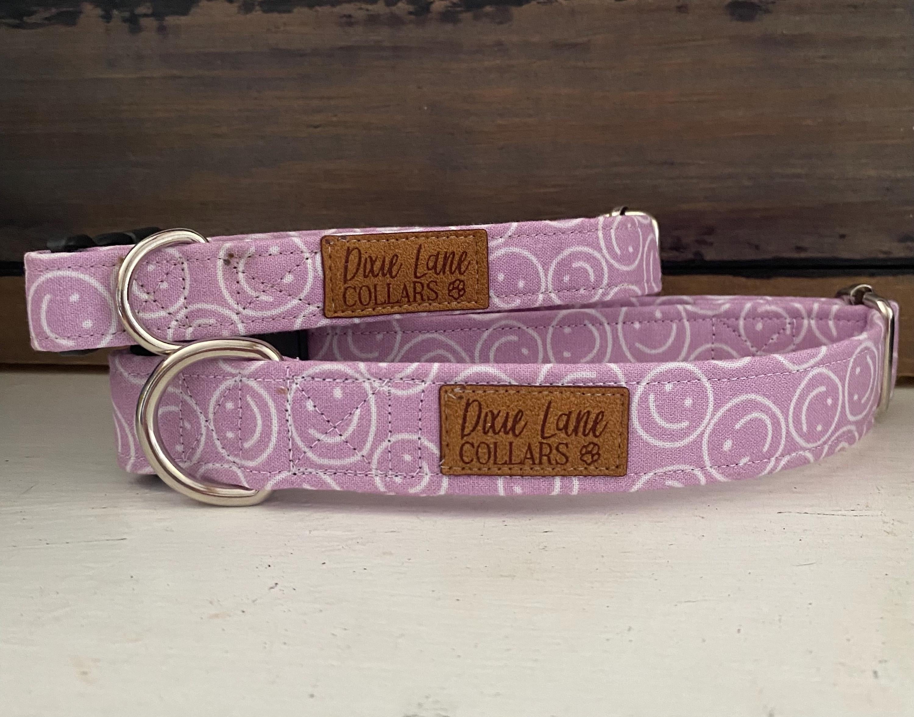 Lavender Smiley Face Dog Collars