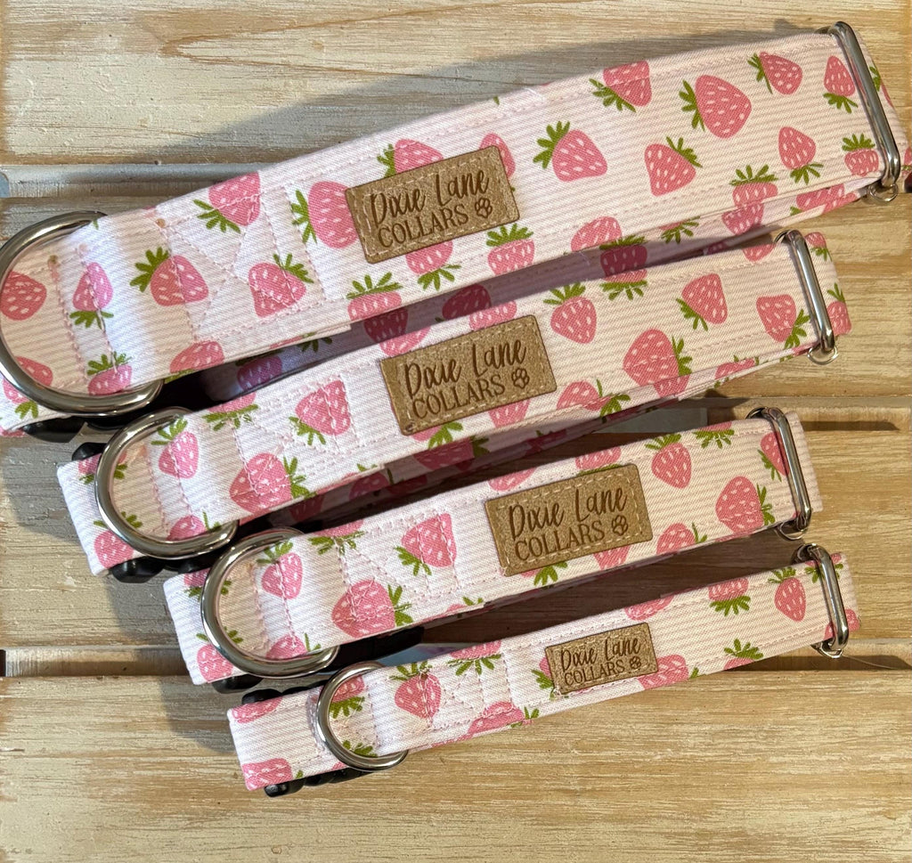 Pink Strawberry Toss Dog Collar