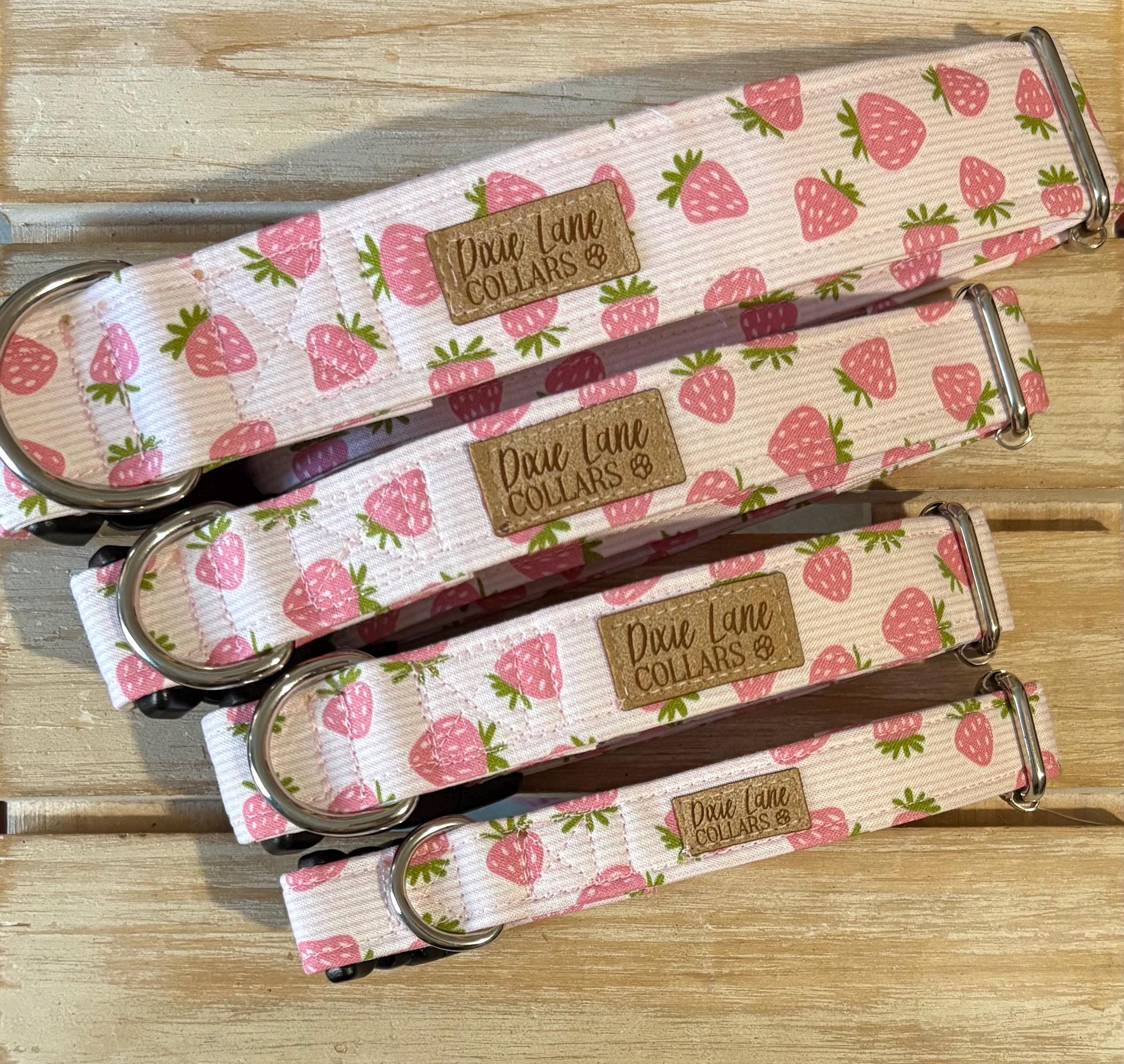 Pink Strawberry Toss Dog Collar