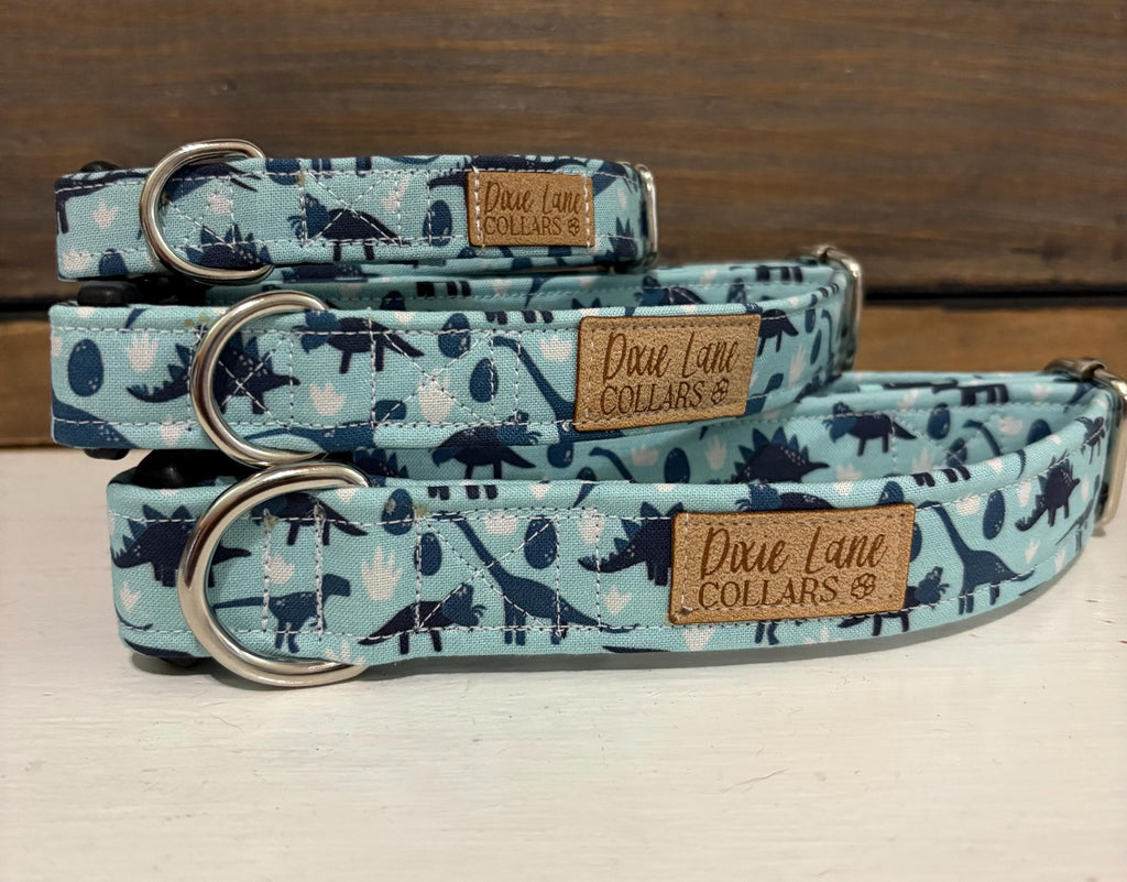 Blue Dinosaur Dog Collar