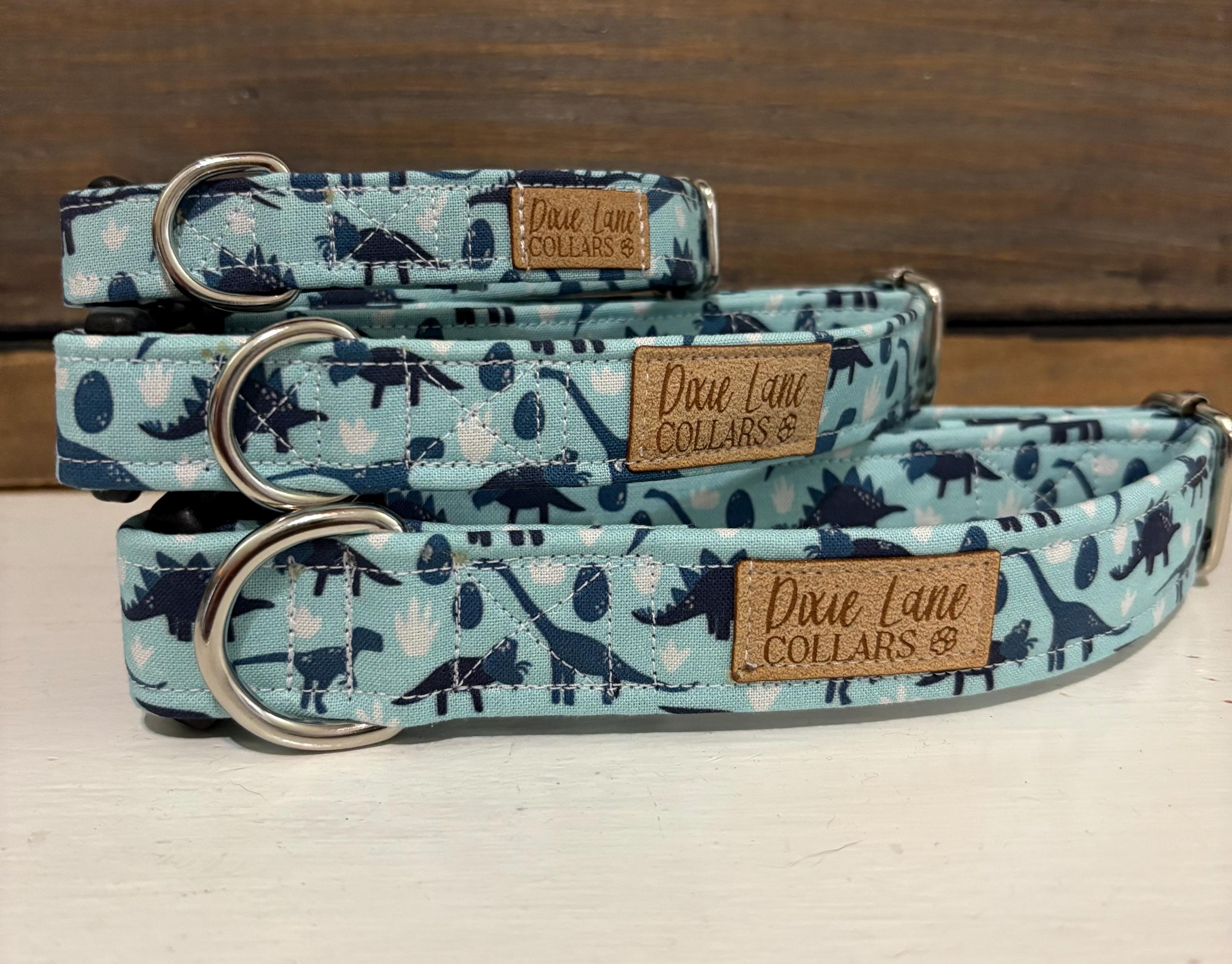 Blue Dinosaur Dog Collar