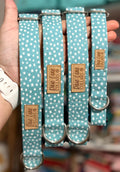 Teal Fawn Polka Dot Print Dog Collar