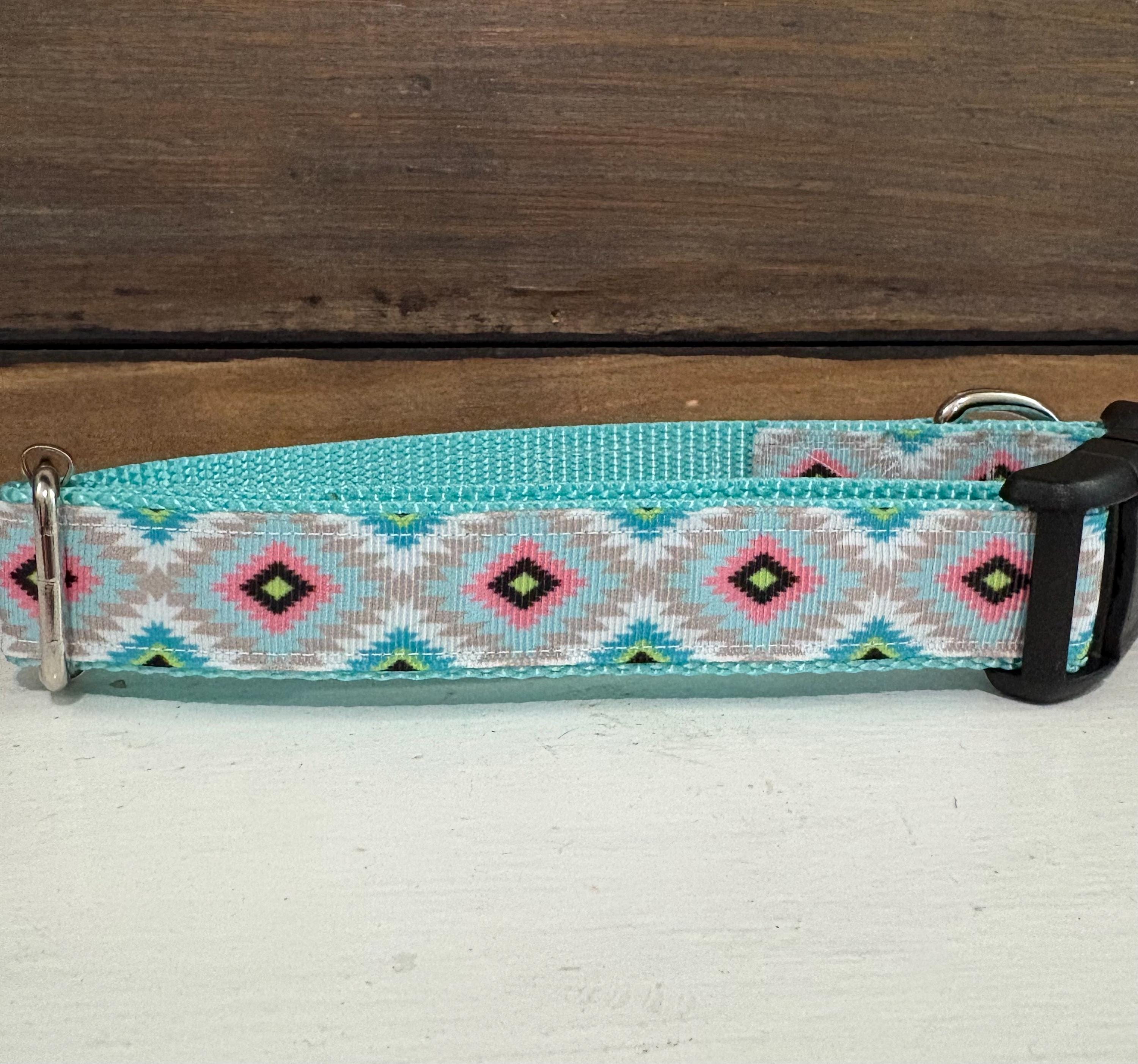 Pink Aztec Ribbon Dog Collar