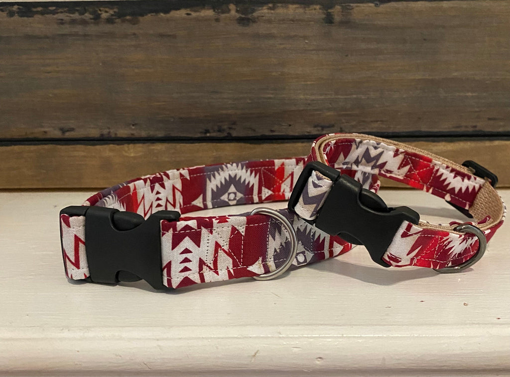 Red Aztec Print Dog Collar