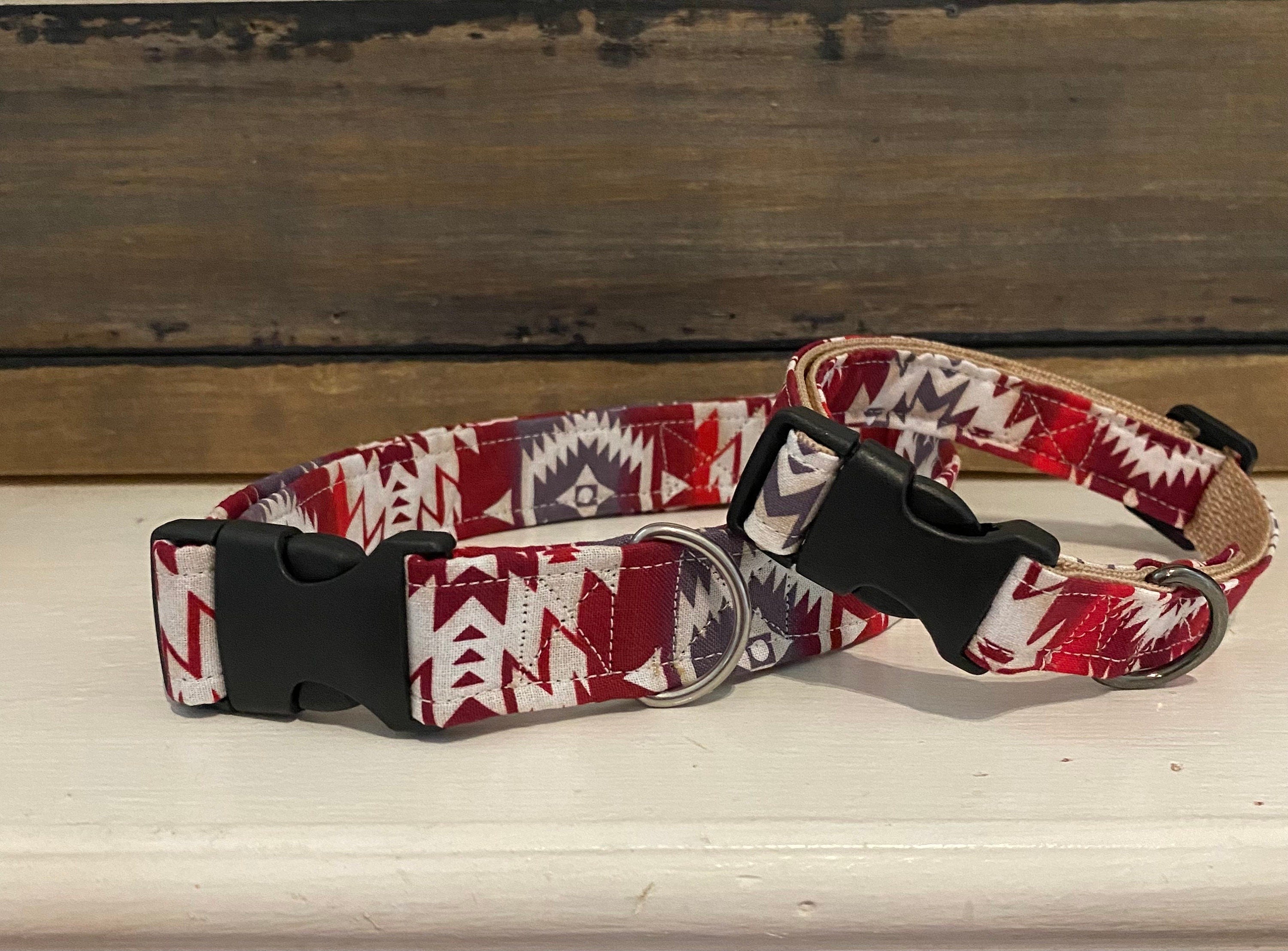 Red Aztec Print Dog Collar