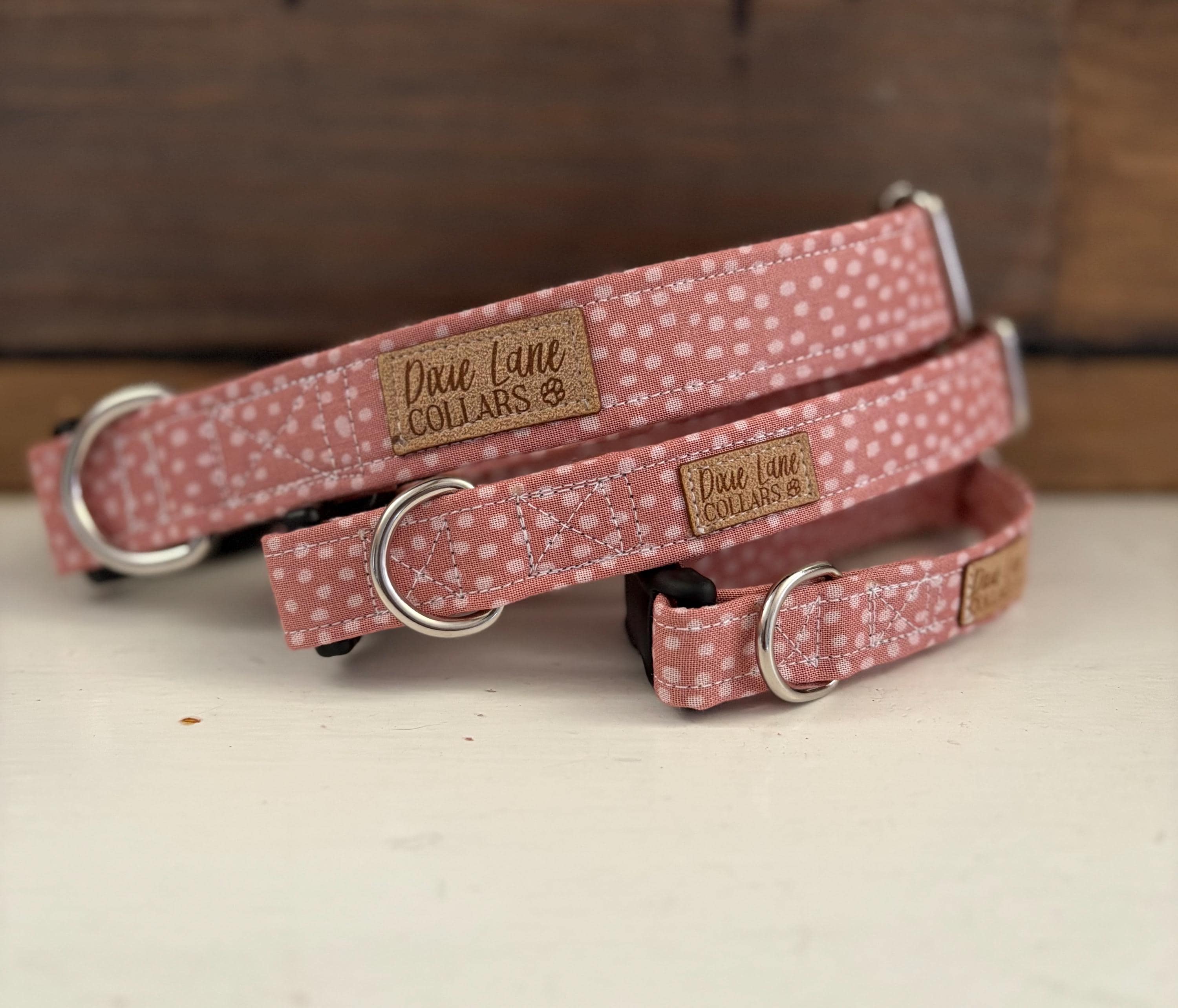 Rose Pink Fawn Polka Dot Dog Collar