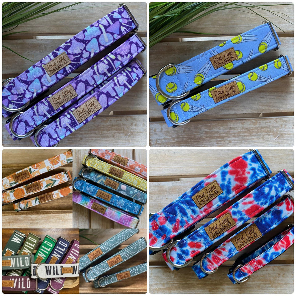 Purple Retro Mushrooms Dog Collar
