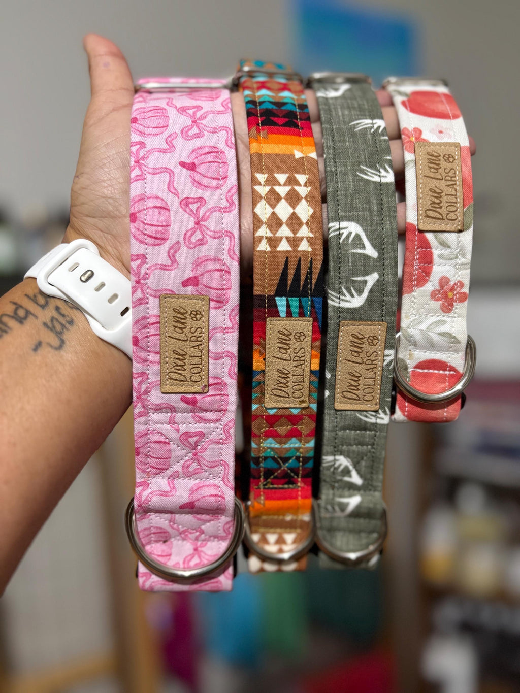 Pink Bows and Pumpkins Dog Collar