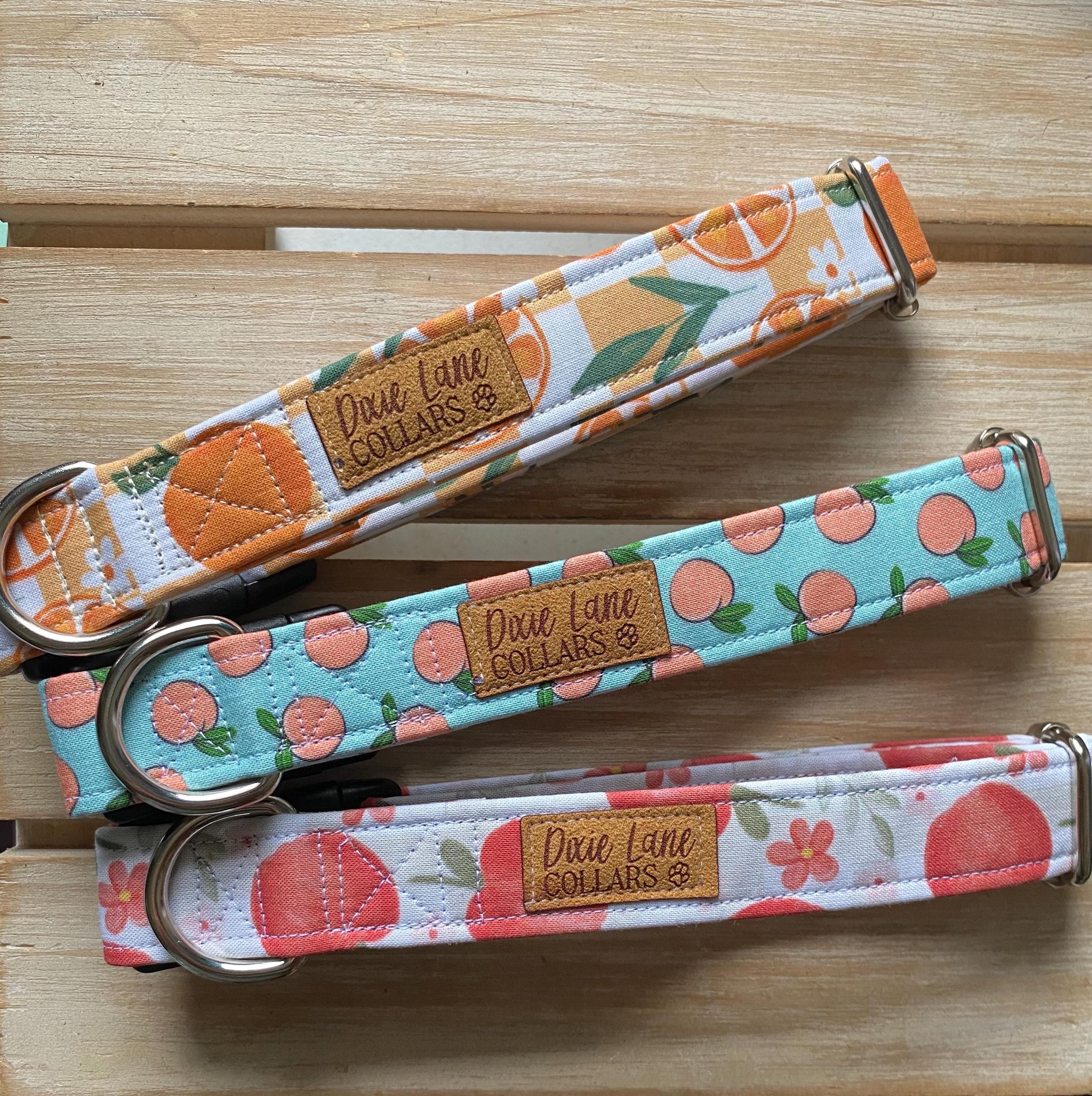 Oranges Checkered Dog Collar
