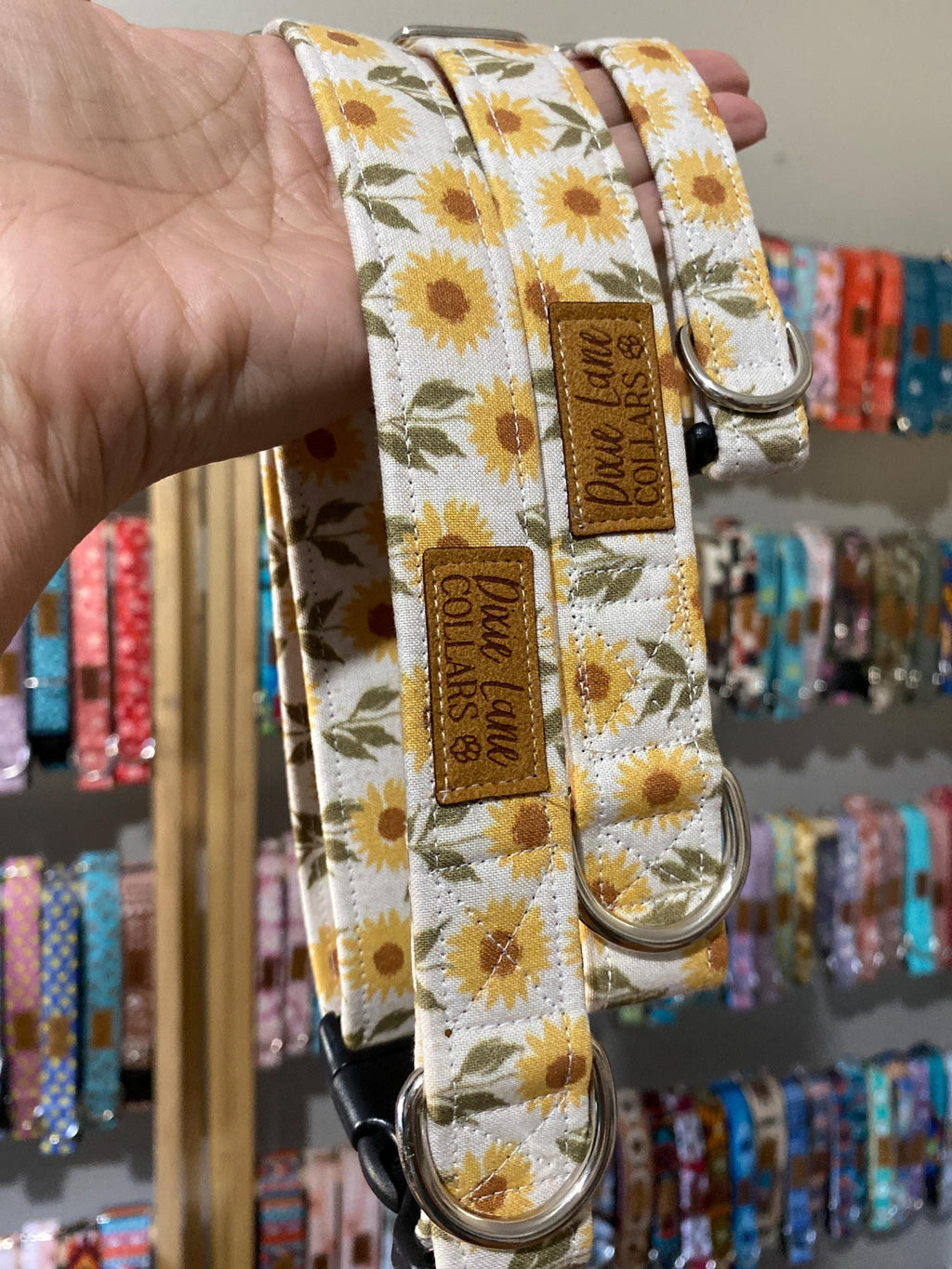 Vintage Sunflower Field Dog Collar