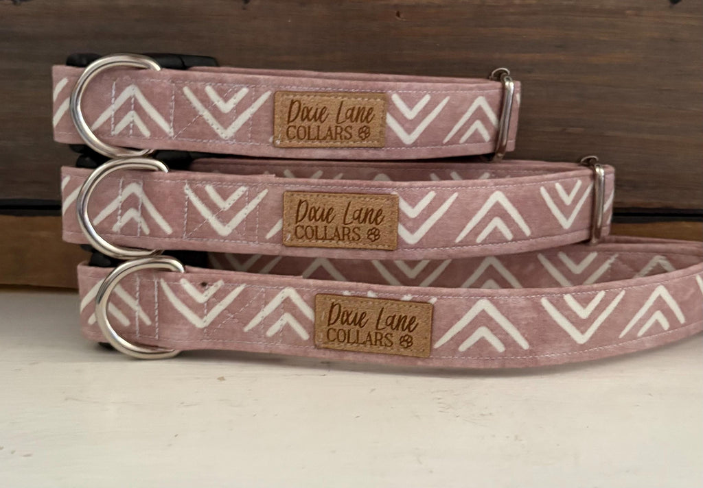 Pink Chevron Fabric Dog Collar